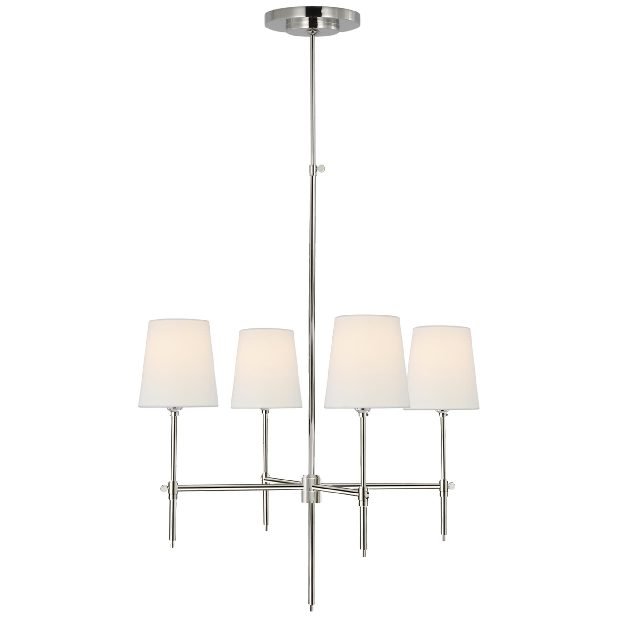 Shown in Polished Nickel finish and Linen shade