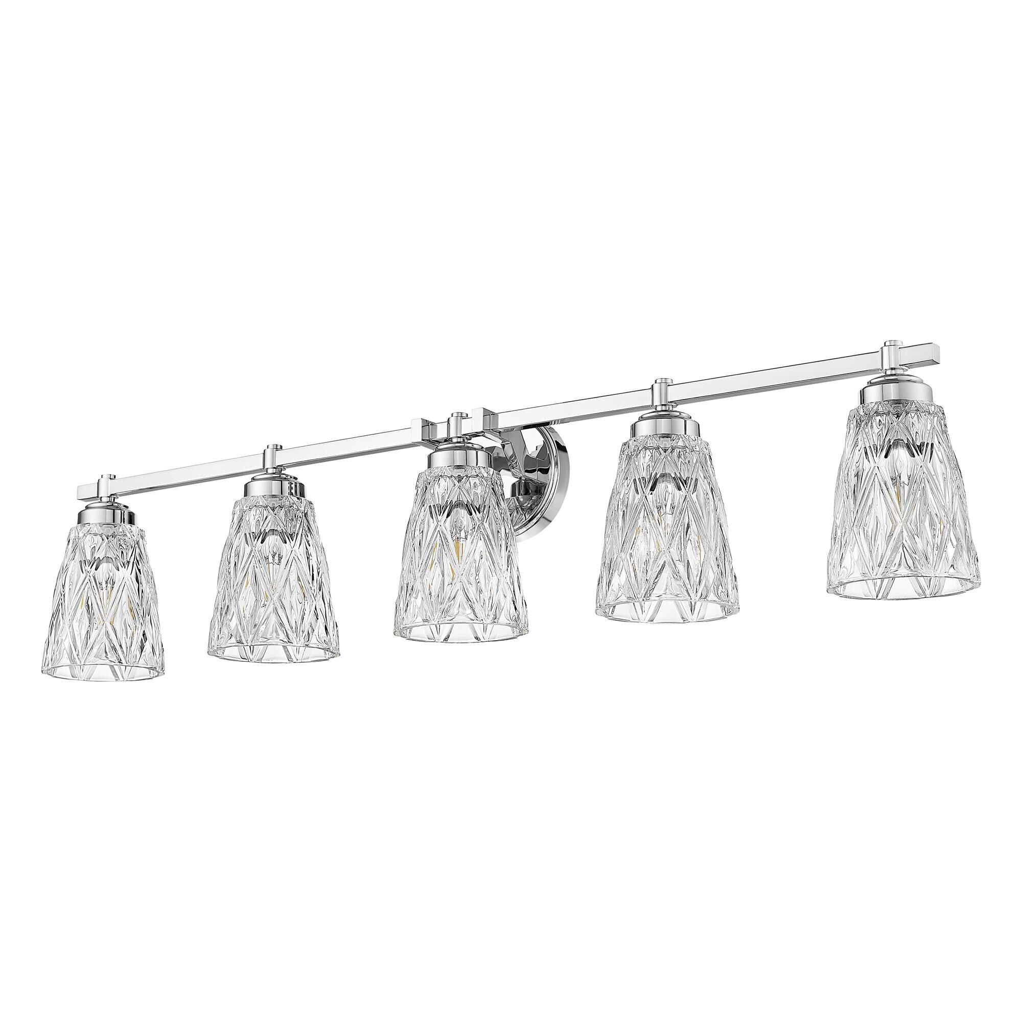 Shown in Chrome finish and Clear glass