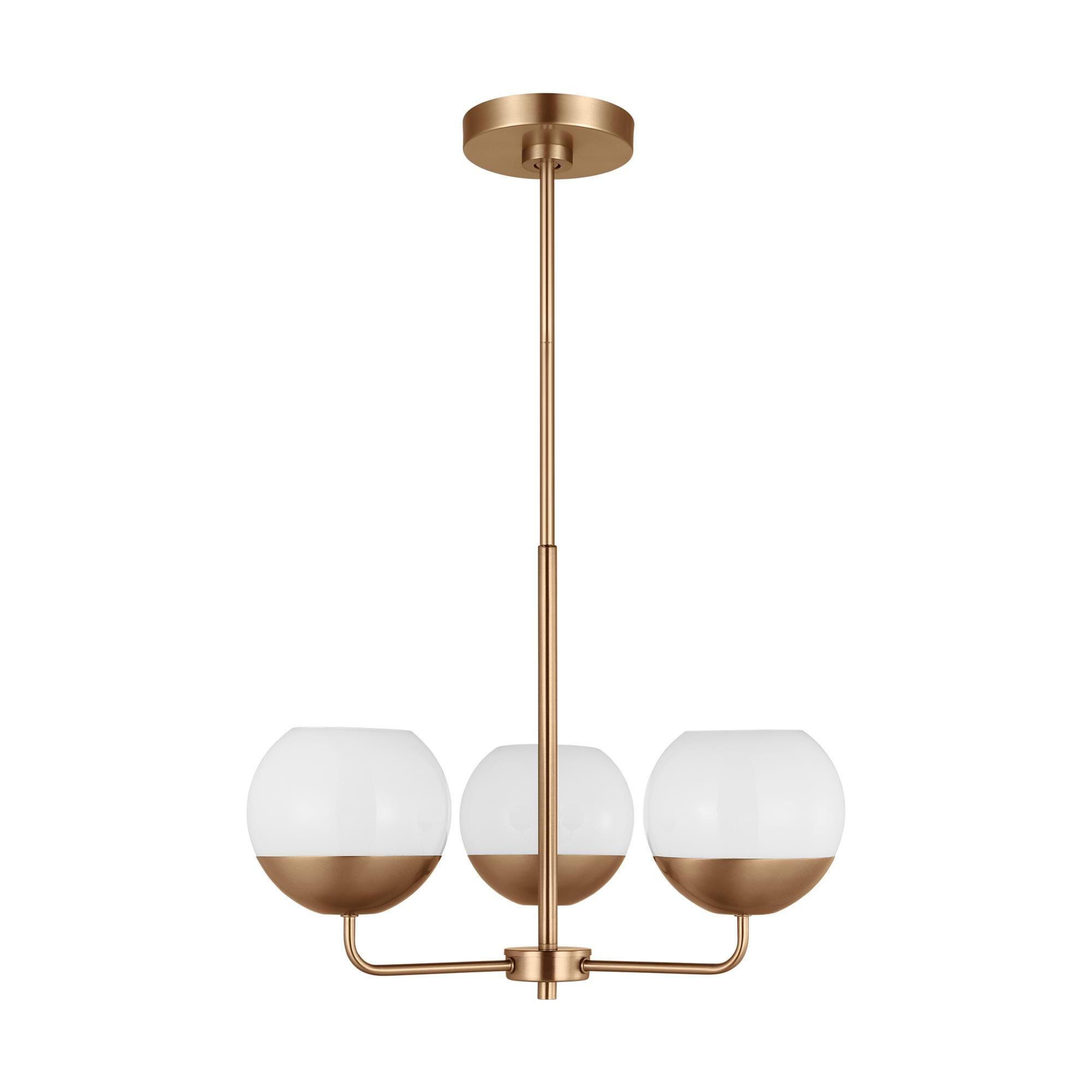 Shown in Satin Brass finish and Milk glass and Milk Glass s shade