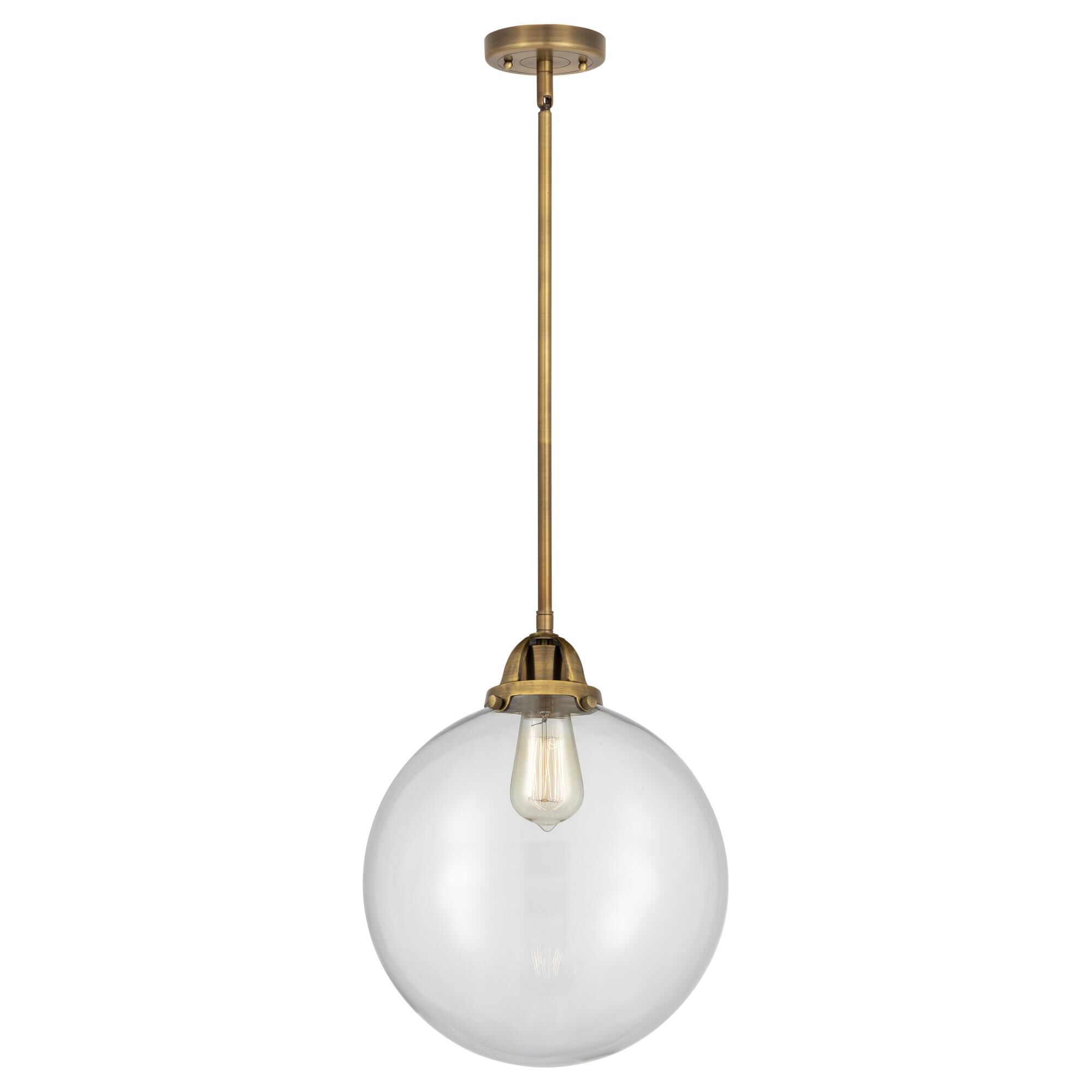 Shown in Brushed Brass finish and Clear Beacon glass and No Shade shade