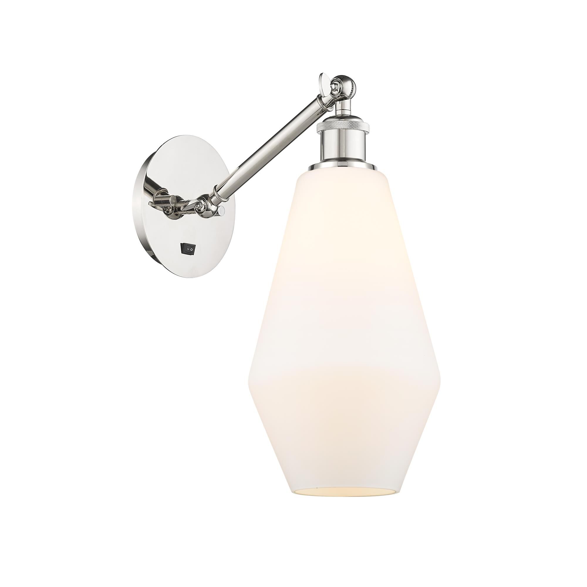 Shown in Polished Nickel finish and Cased Matte White Cindyrella 8