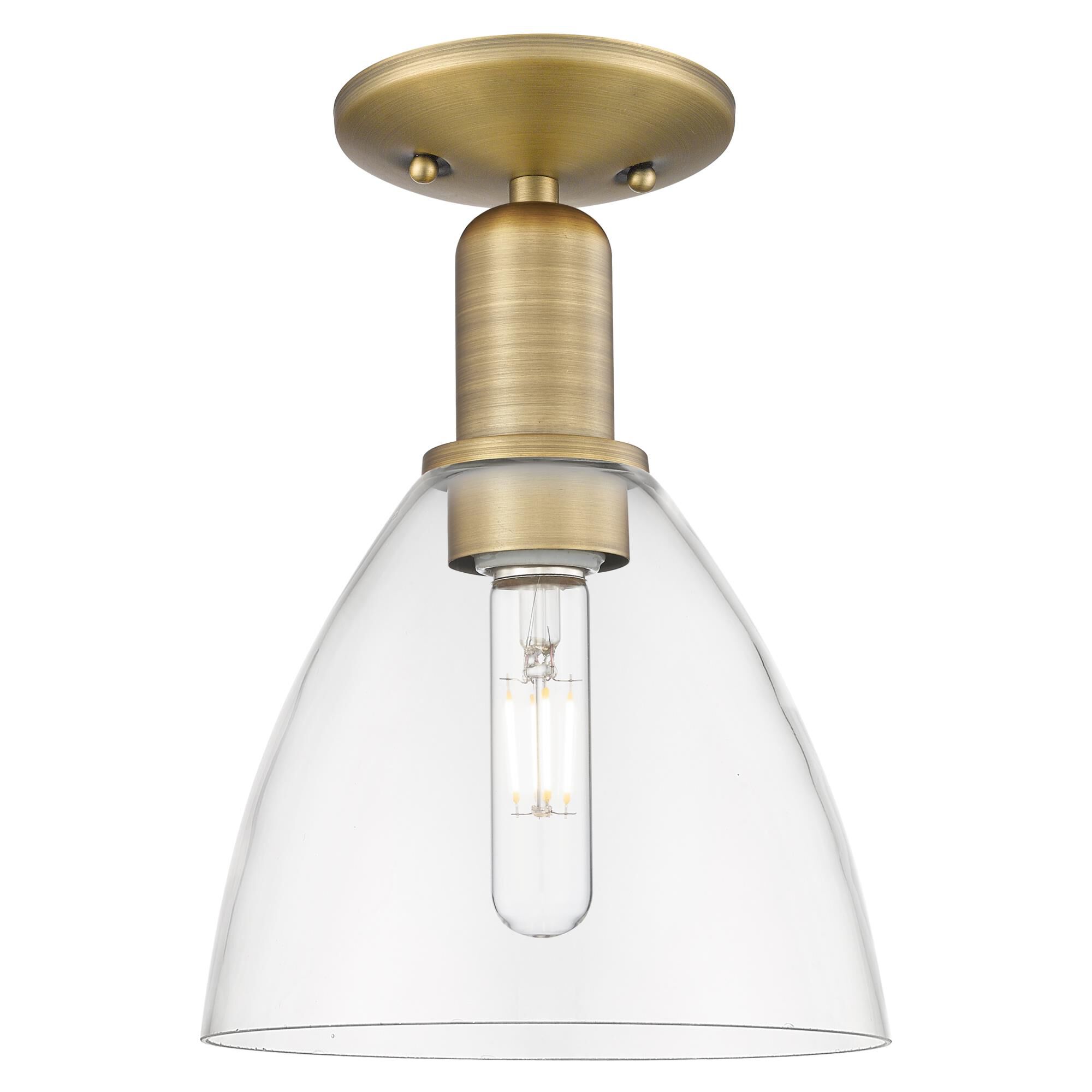 Shown in Brushed Brass finish and Clear glass