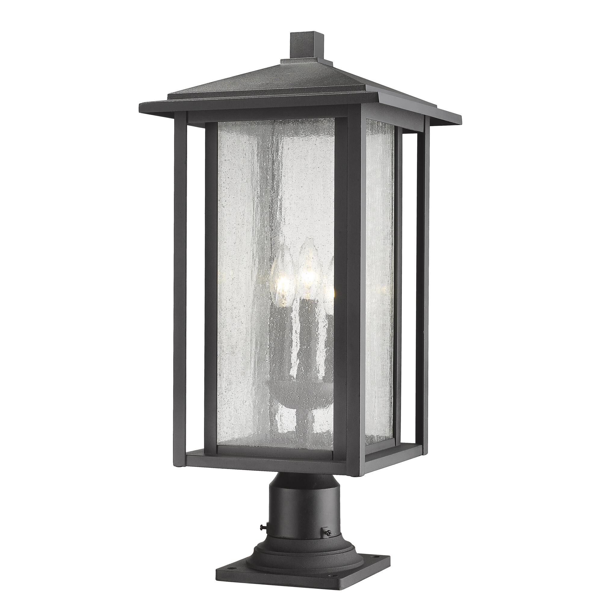 Shown in Black finish and Glass shade