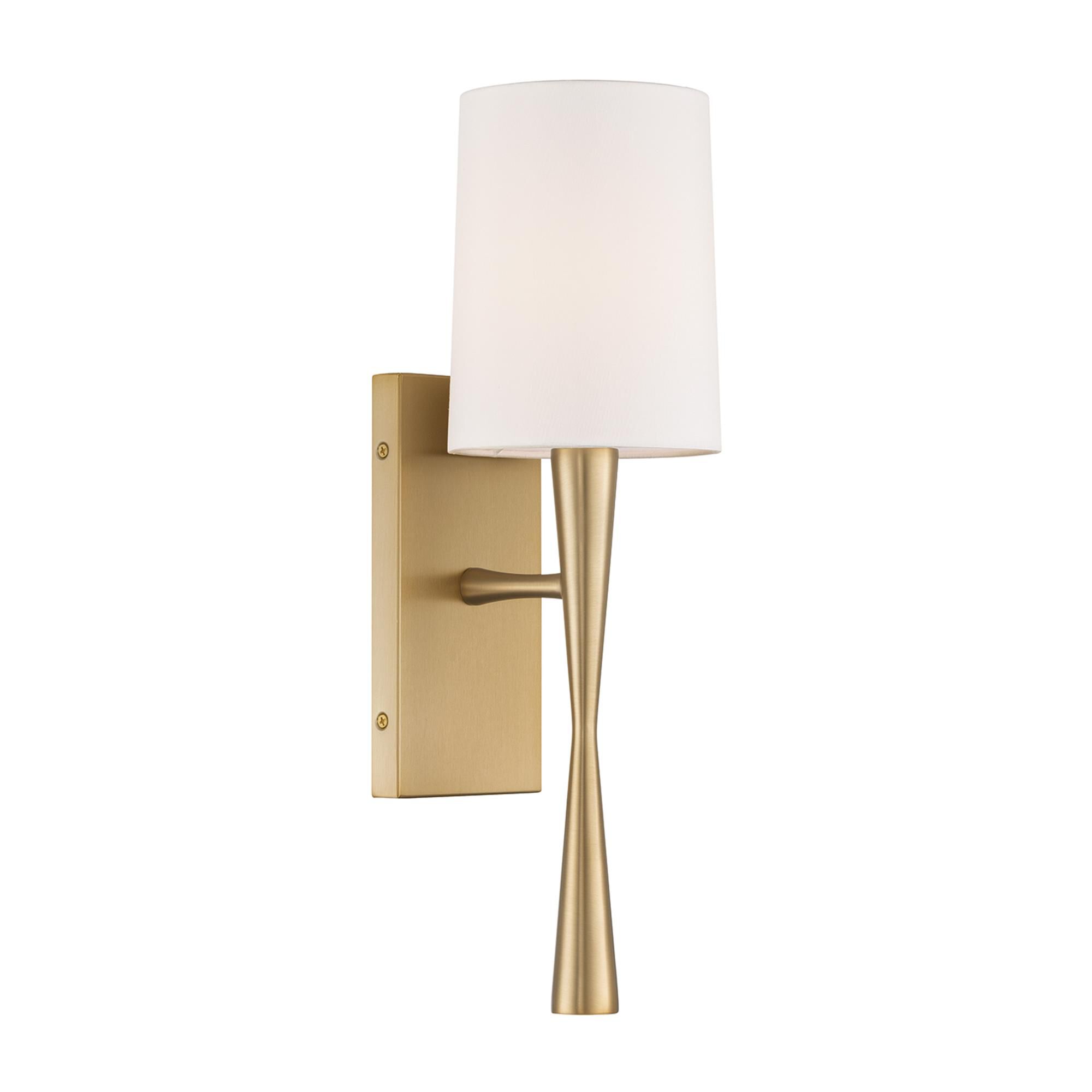 Shown in Aged Brass finish and White Silk glass and White Silk shade