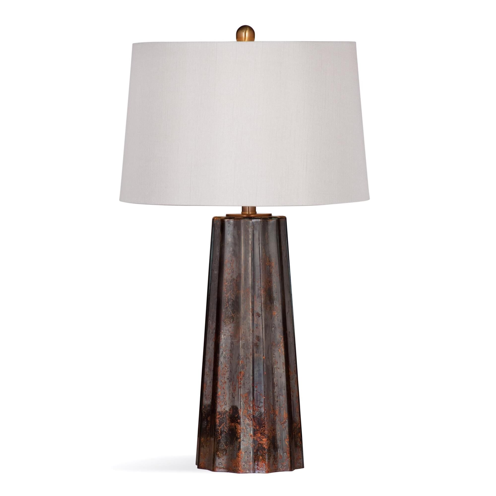 Shown in Copper Mercury Glass finish and Silk Lined shade