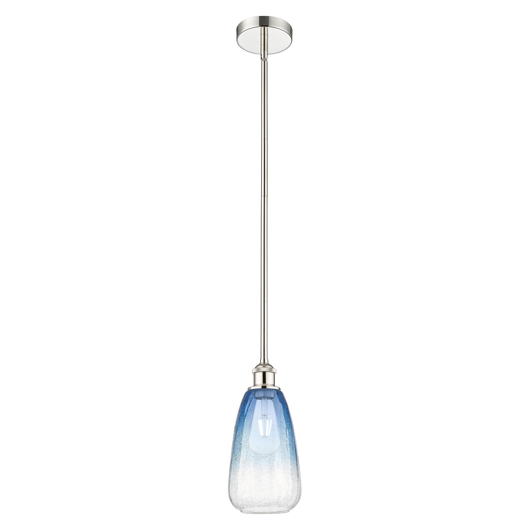 Shown in Polished Nickel finish and Sapphire Blue glass