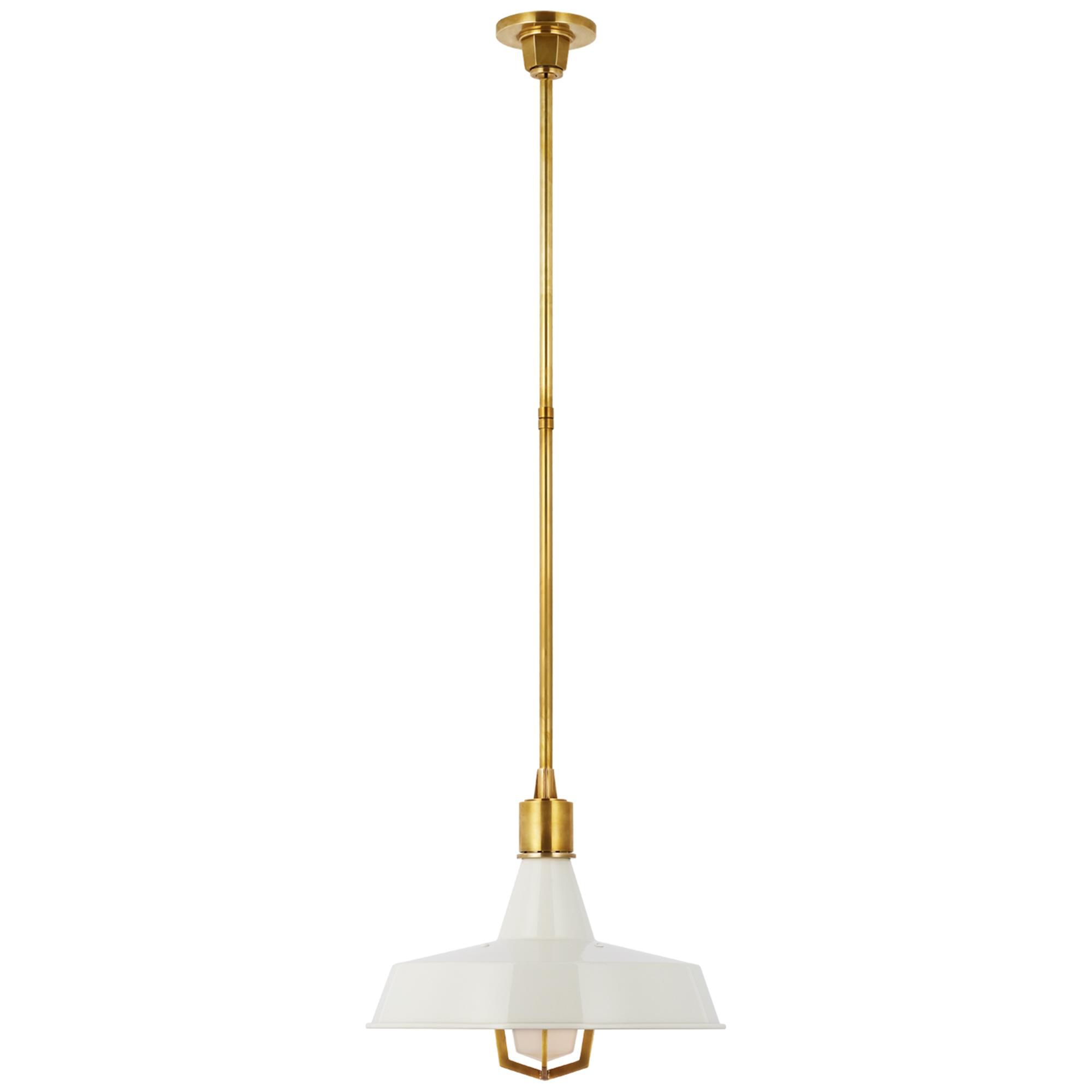 Shown in Hand-Rubbed Antique Brass finish and White shade