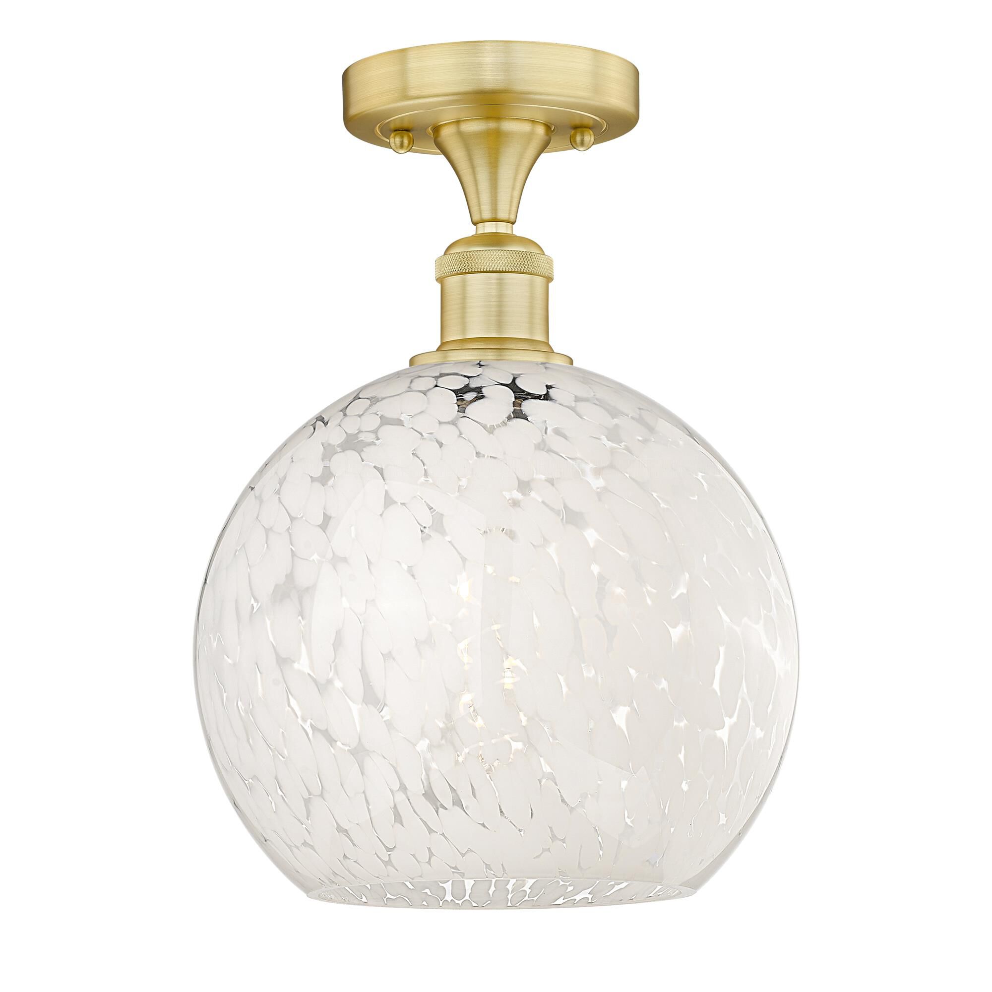 Shown in Satin Gold finish and White Mouchette glass