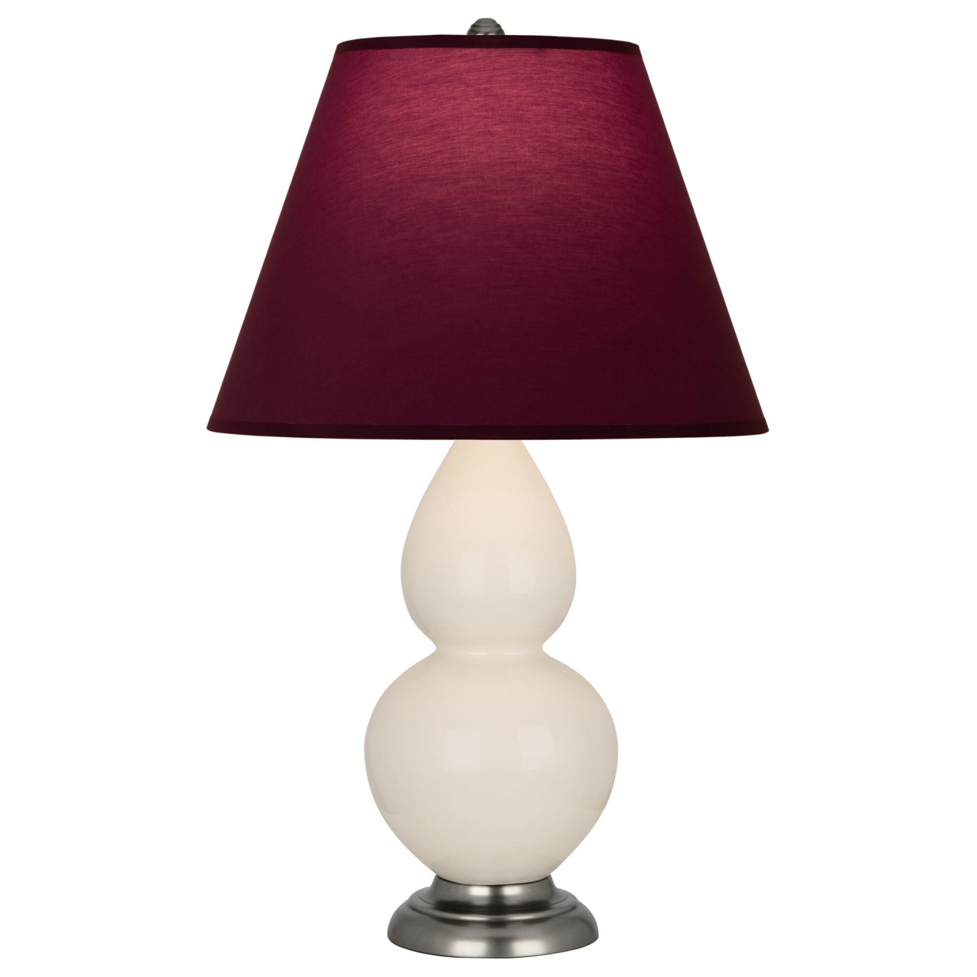 Shown in Bone finish and Plum and Lavender shade and Antique Silver accent