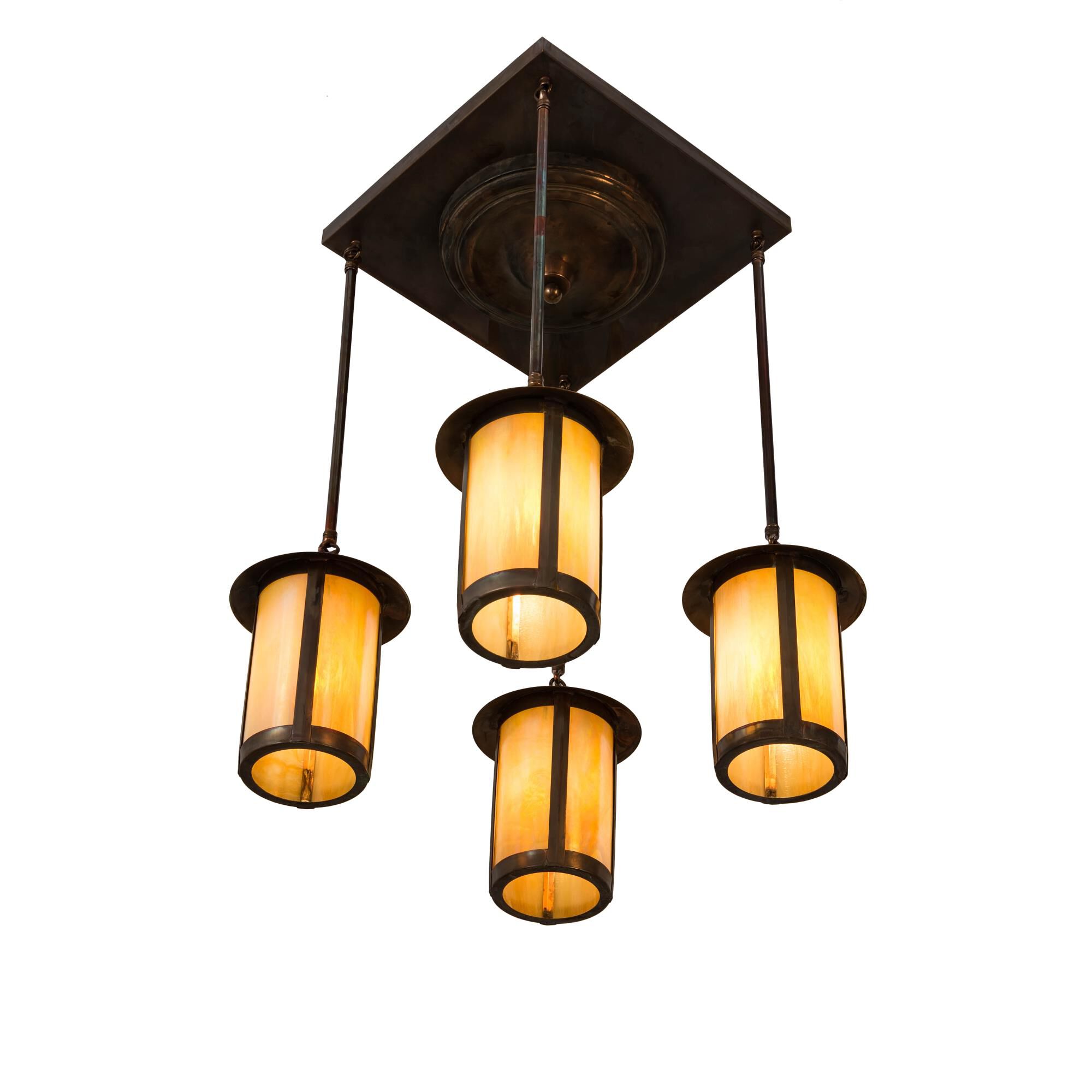 Shown in Vintage Copper Finish finish and Beige;Iridescent glass