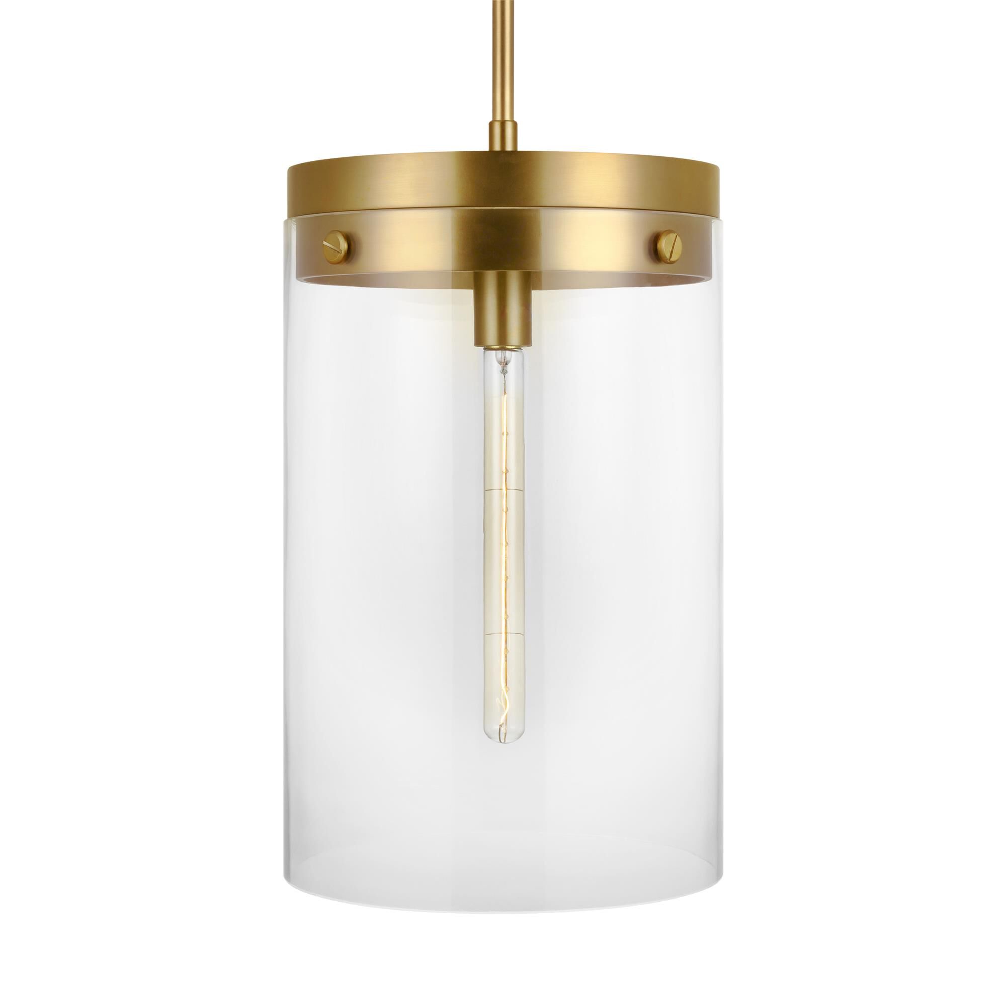 Shown in Burnished Brass finish and Clear glass