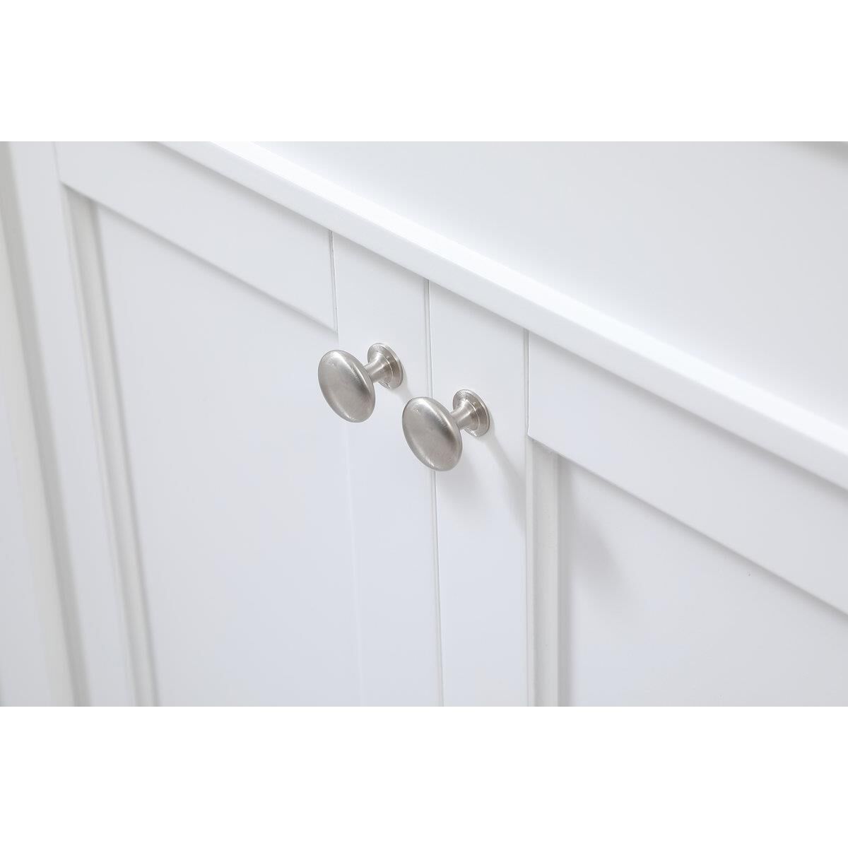 Shown in White finish and Double Bathroom Vanity accent