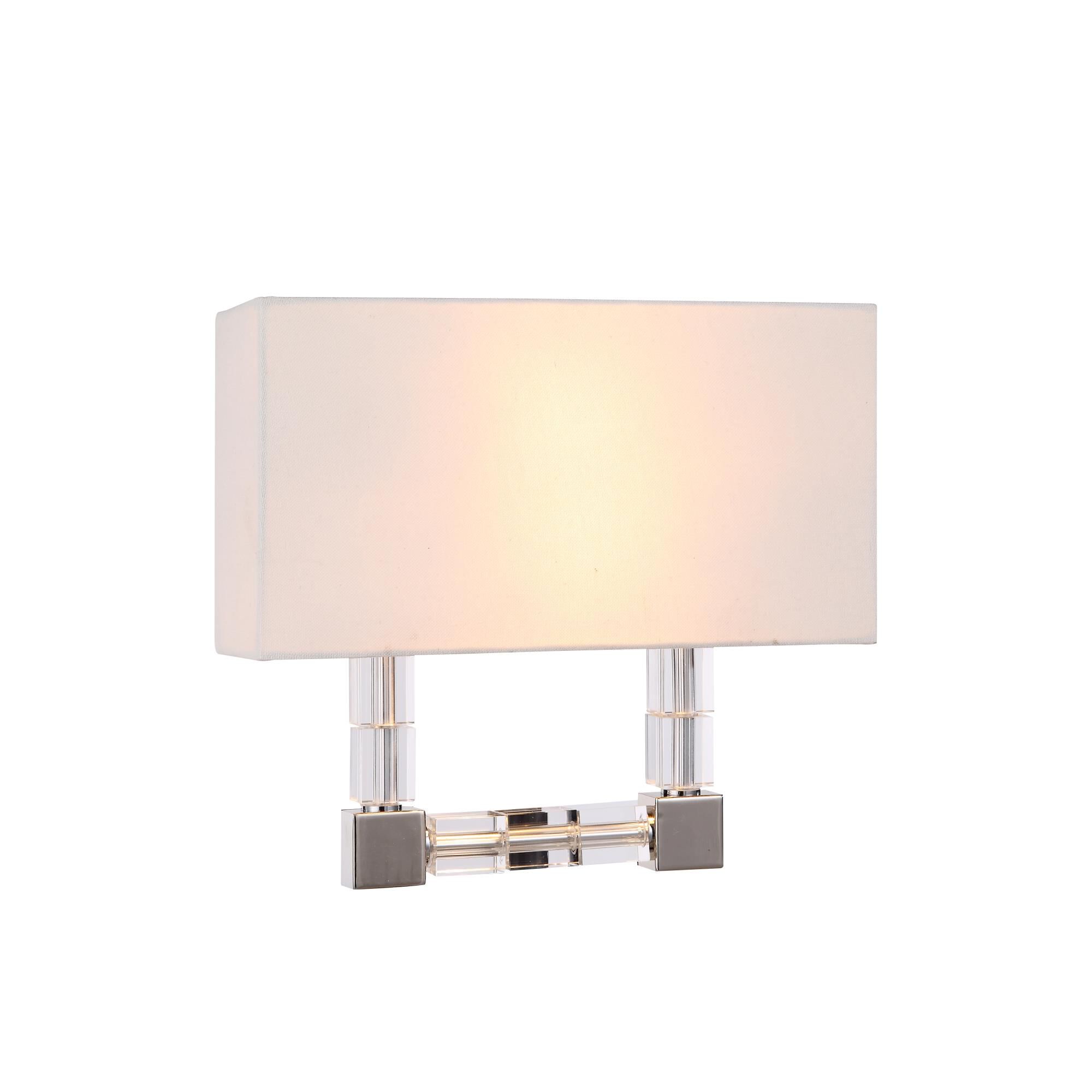 Shown in Polished Nickel finish and Royal Cut crystal and Off - Linen shade and Clear accent