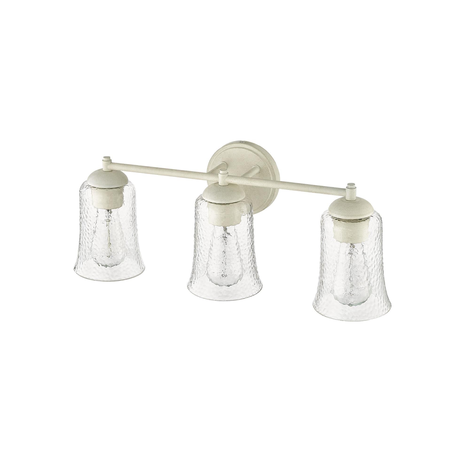 Shown in Cottage White finish and Clear Chiseled glass