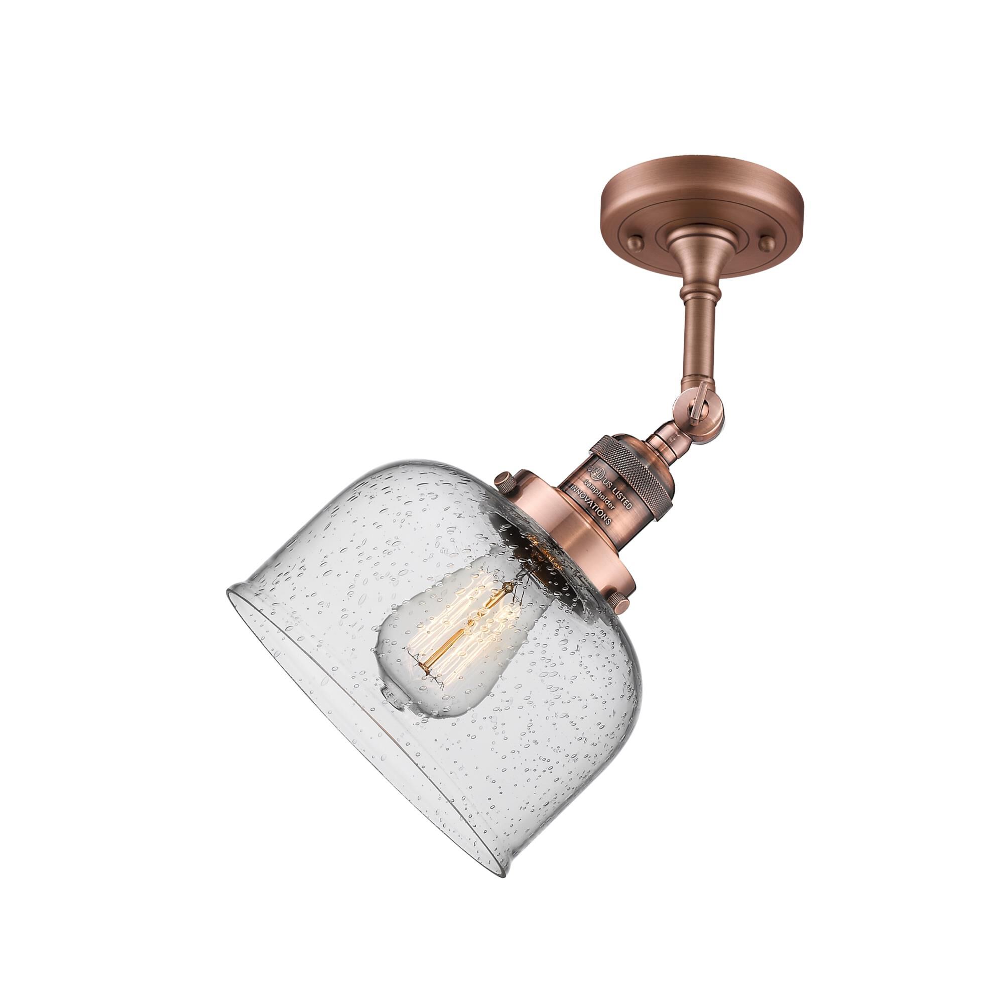 Shown in Antique Copper finish and Seedy glass