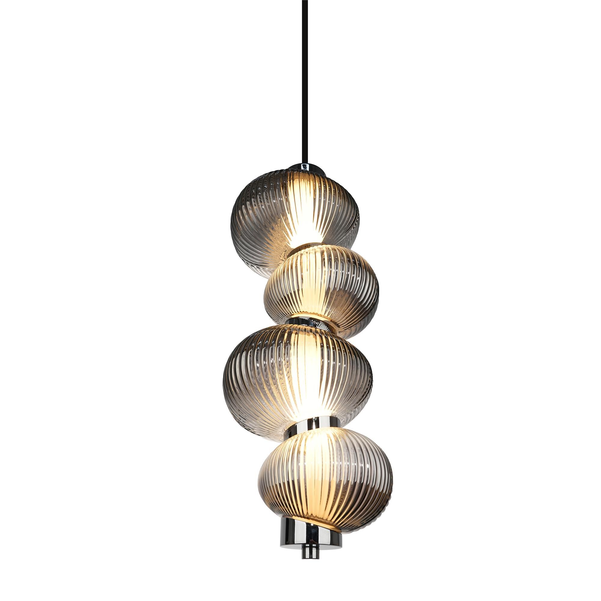 Shown in Chrome finish and Ribbed Smoke Ombre glass