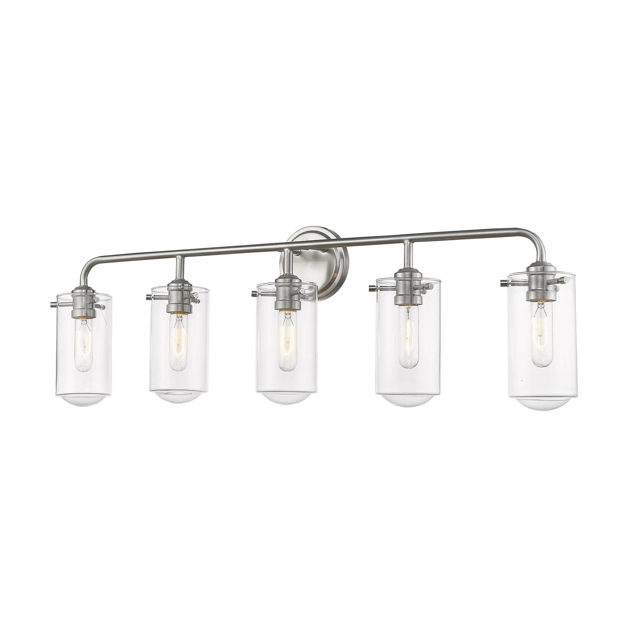 Shown in Brushed Nickel finish and Glass shade