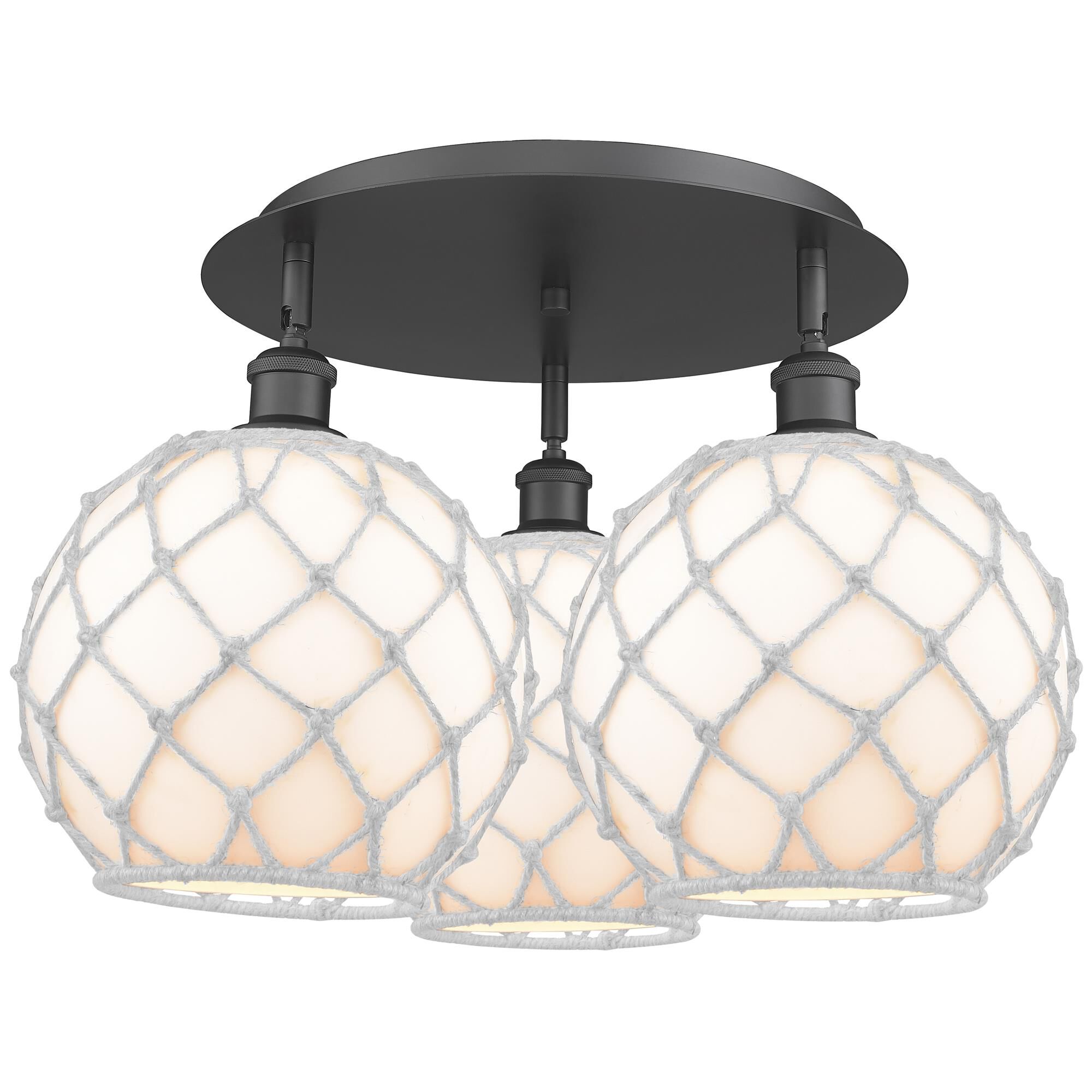 Shown in Matte Black finish and White with White Rope glass