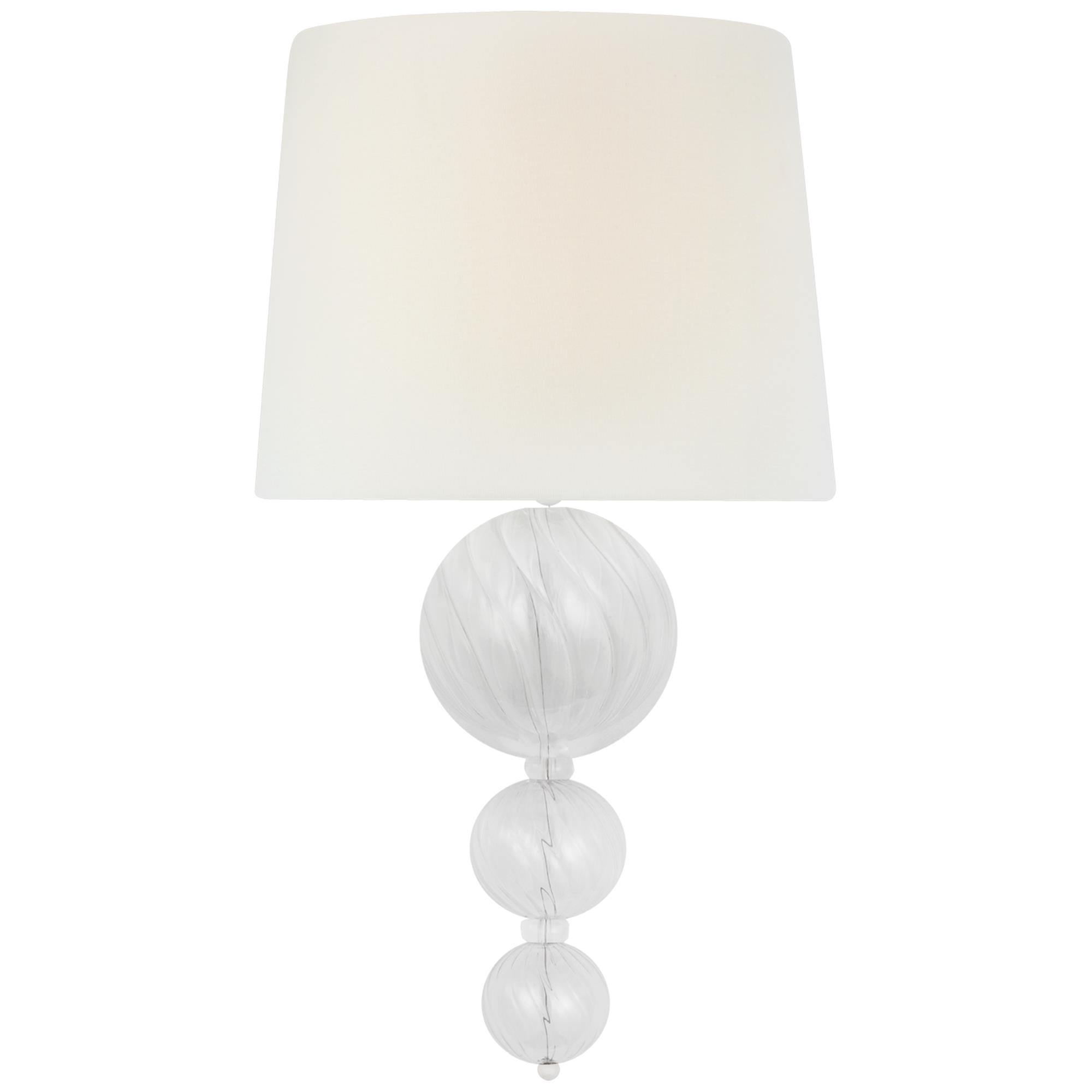 Shown in Plaster White And Clear Swirled Glass finish