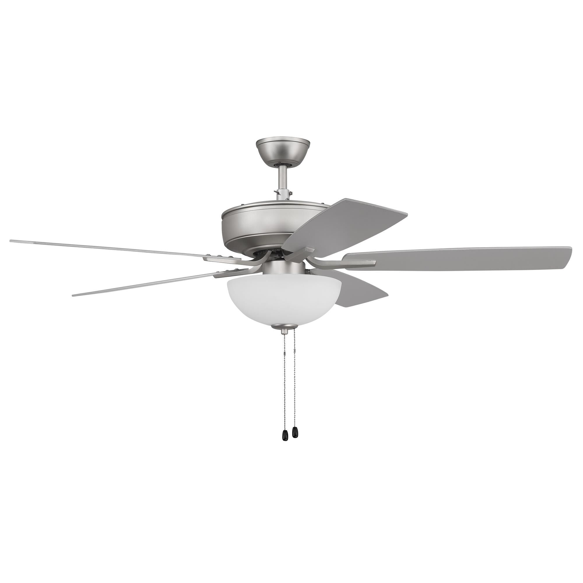 Shown in Brushed Satin Nickel finish and White Frost glass and Yes shade
