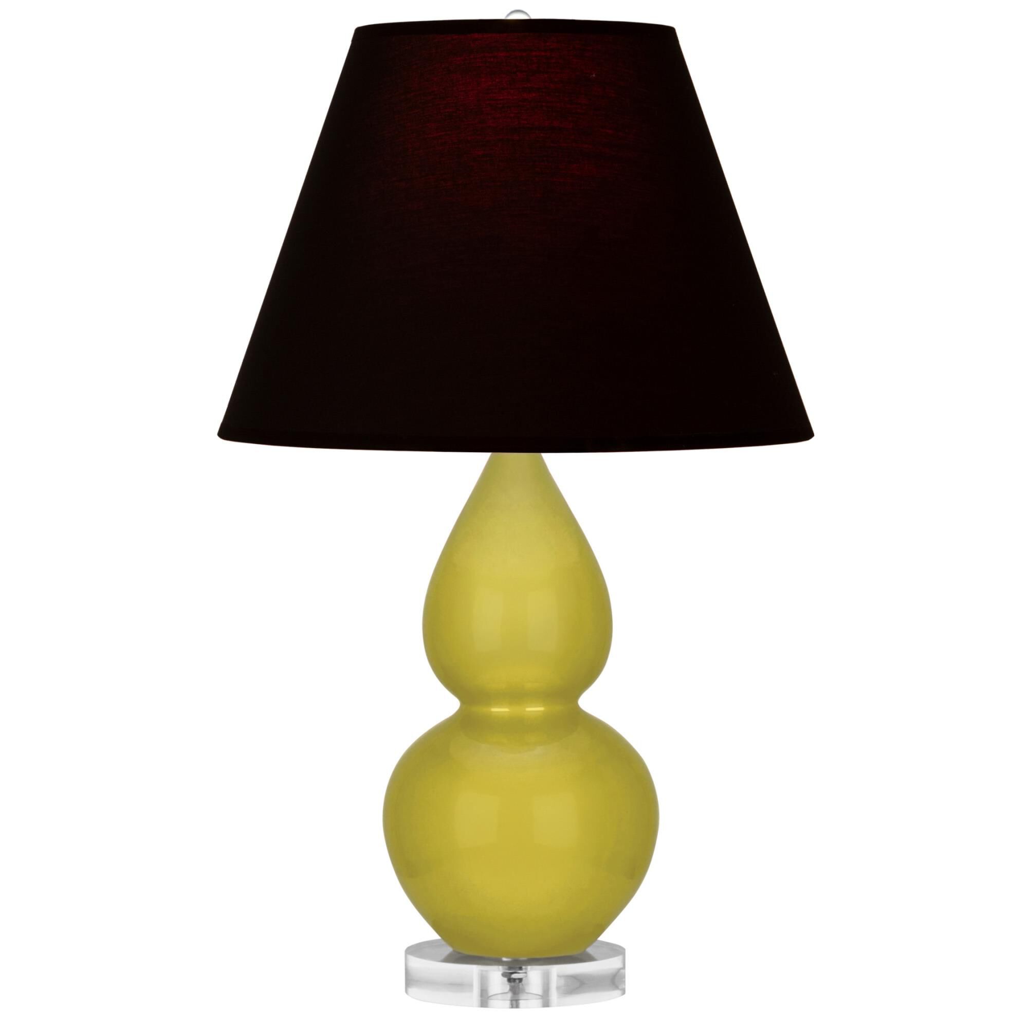 Shown in Citron finish and Ink Black with Rose Red Lining Fabric shade and Lucite accent