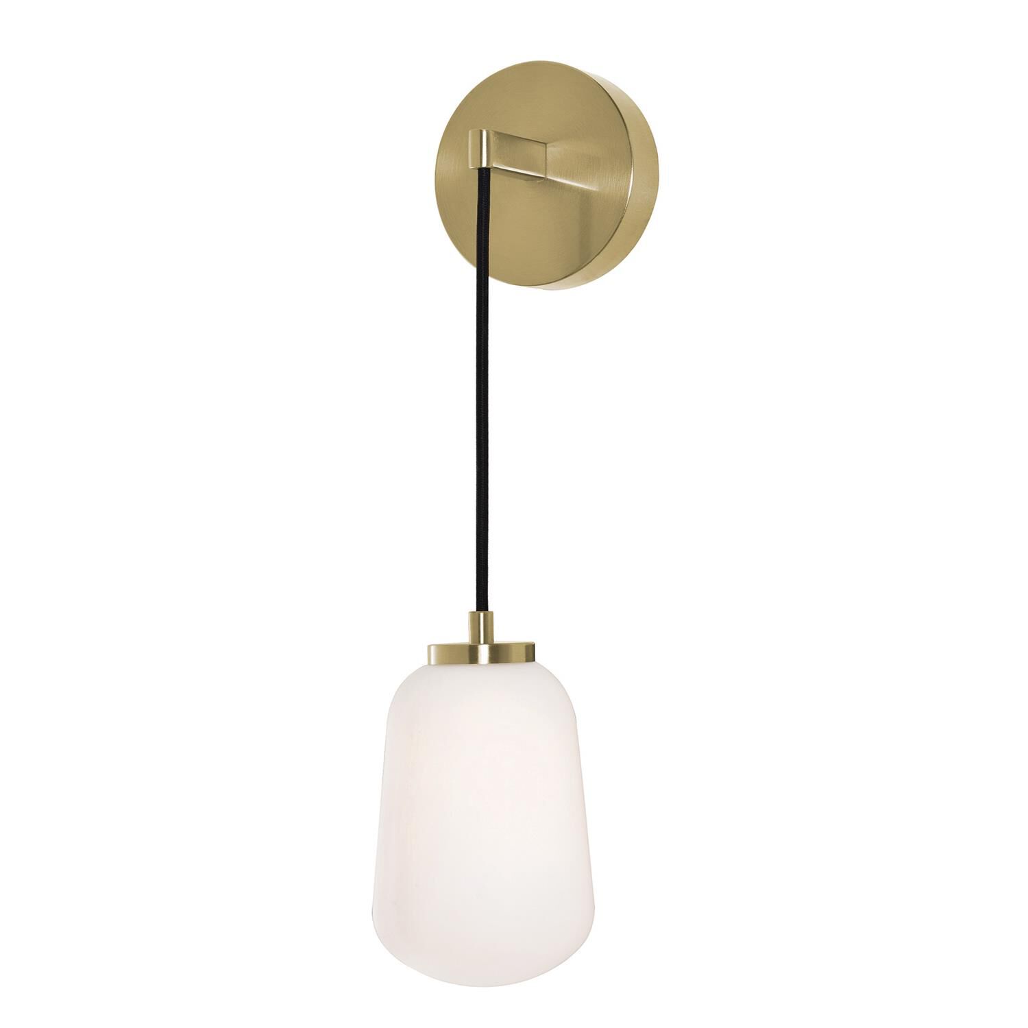 Shown in Light Antique Brass finish and White shade