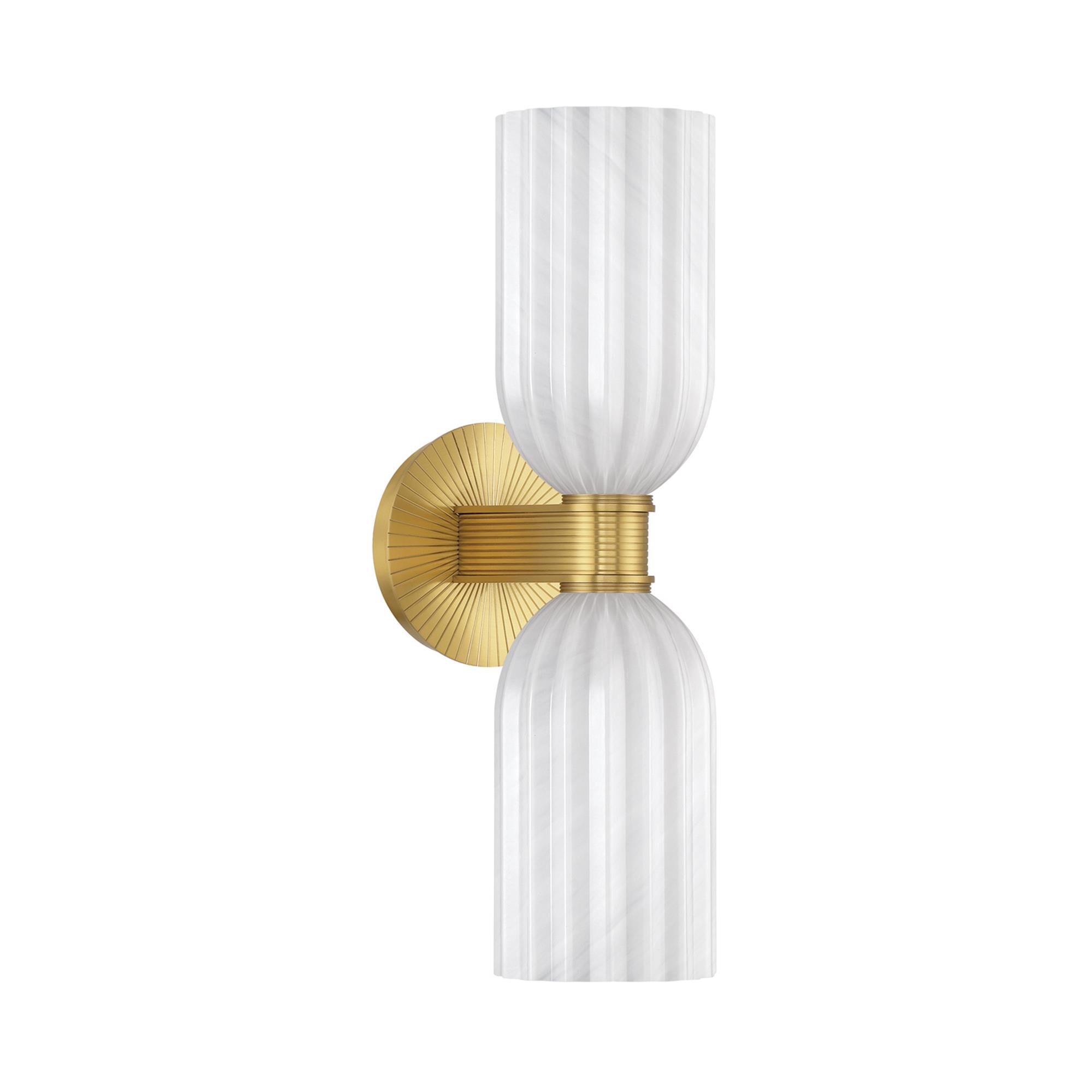 Shown in Luxe Gold finish and Strie glass and Strie Glass shade