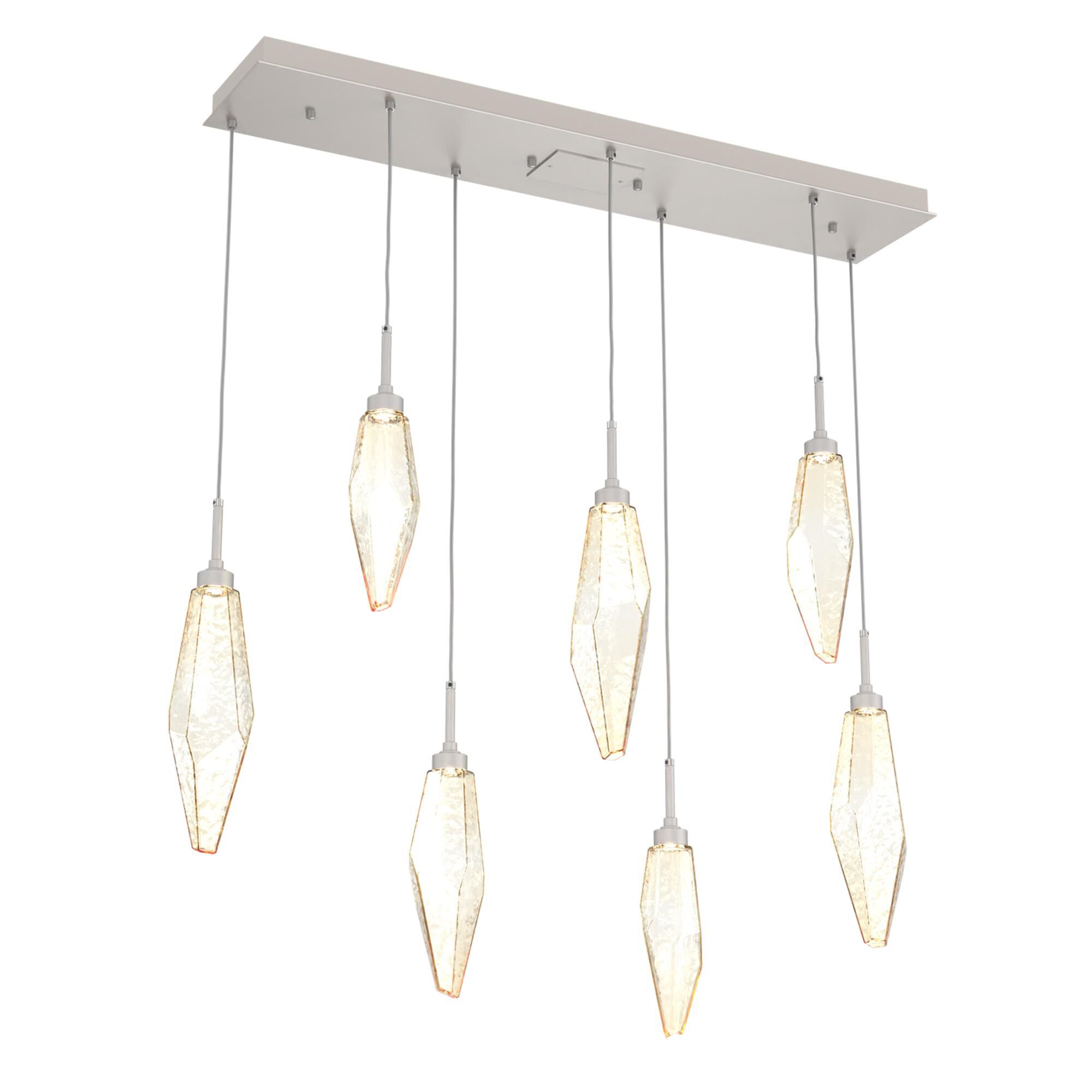 Shown in Metallic Beige Silver finish and Chilled Amber glass
