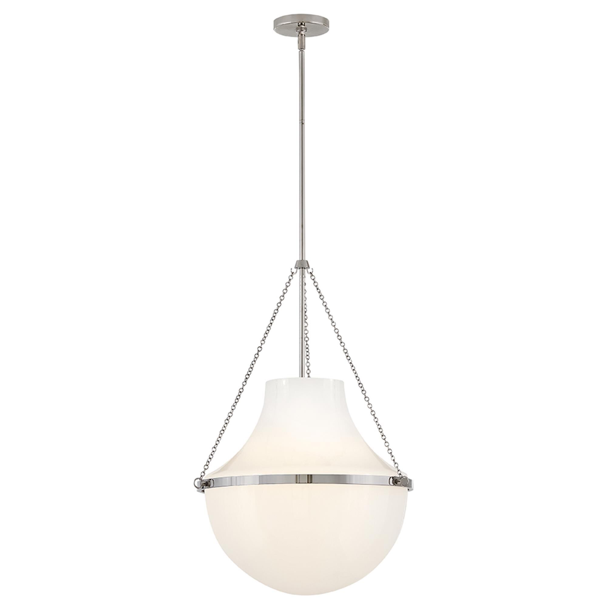 Shown in Polished Nickel finish and Cased Opal glass