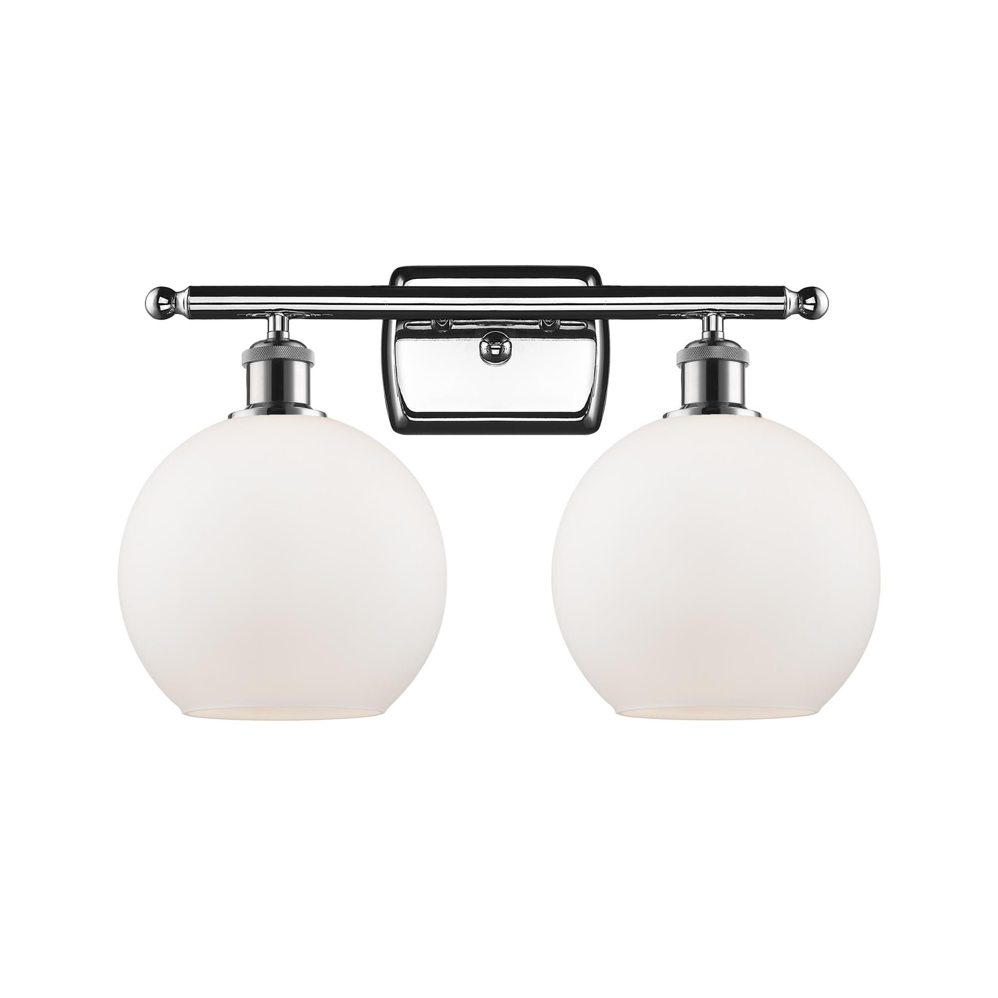 Shown in Polished Chrome finish and Cased Matte White glass