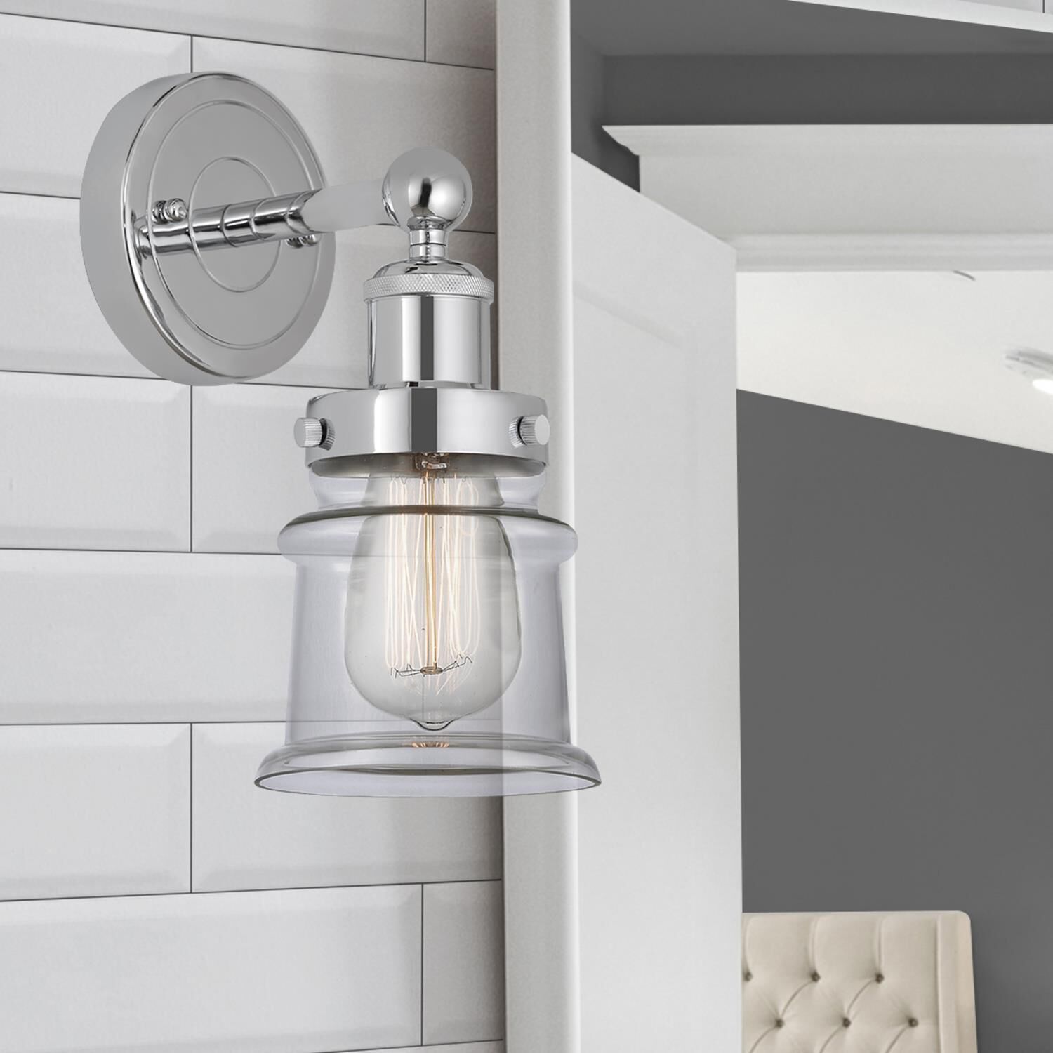 Shown in Polished Chrome  finish and Clear glass