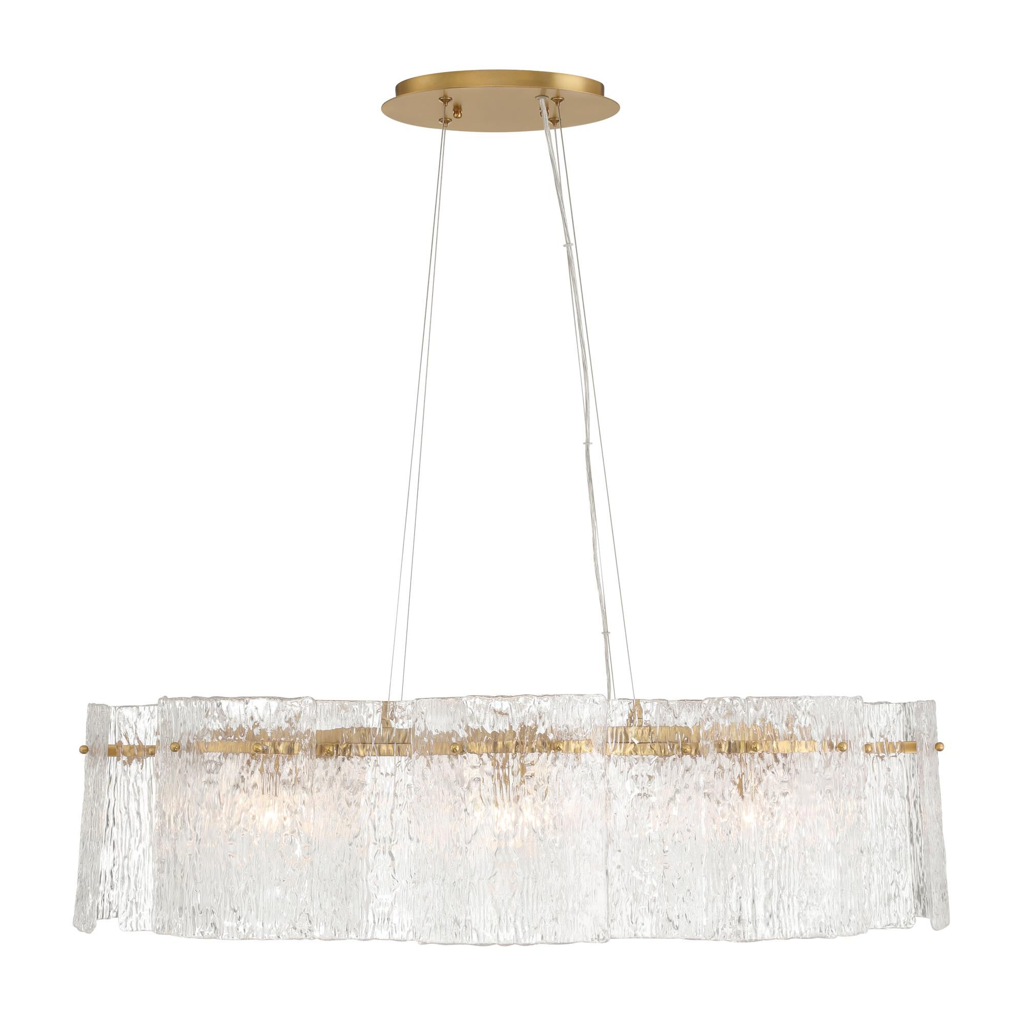 Shown in Legacy Brass finish and Clear Handmade glass