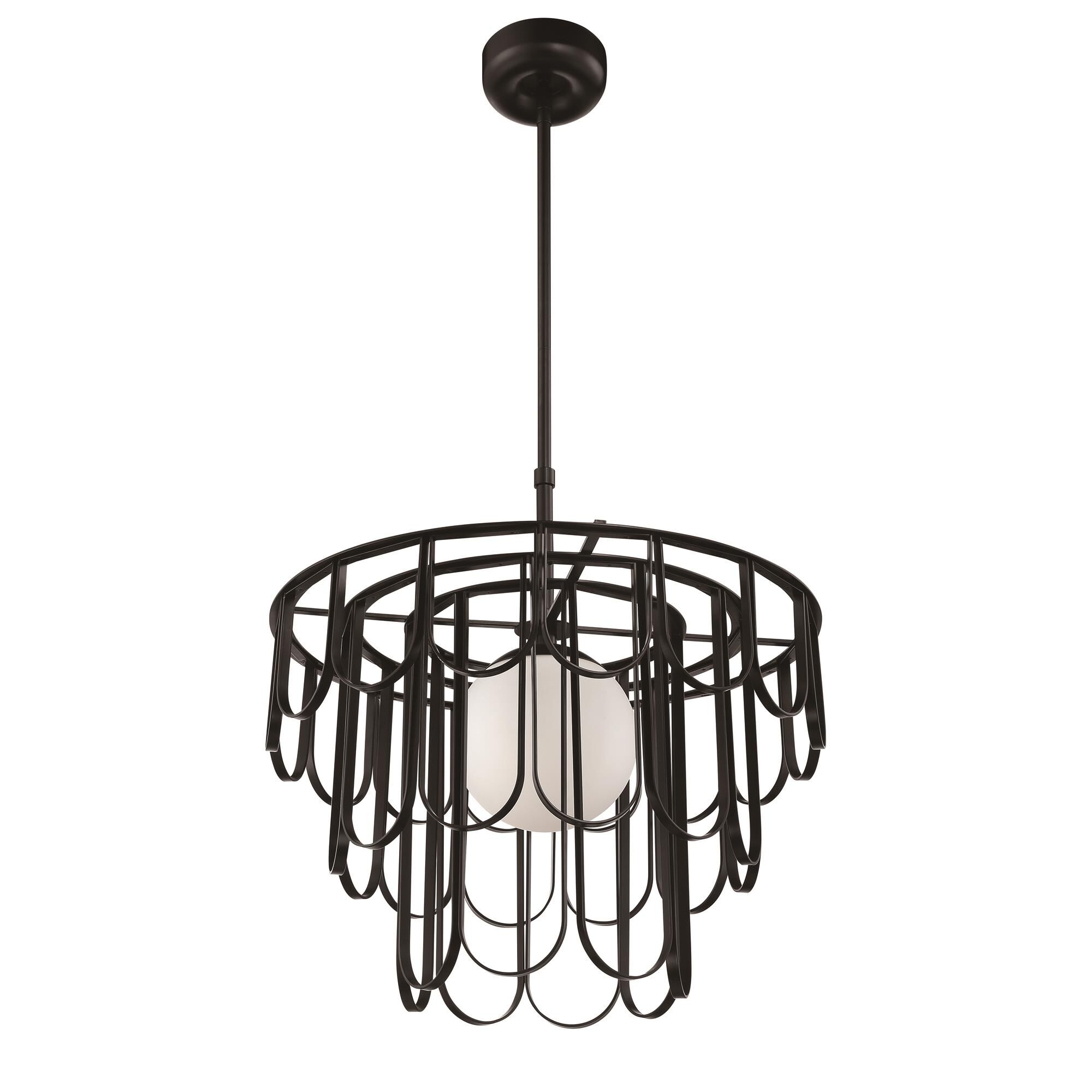 Shown in Flat Black finish and White Frosted glass and Glass shade