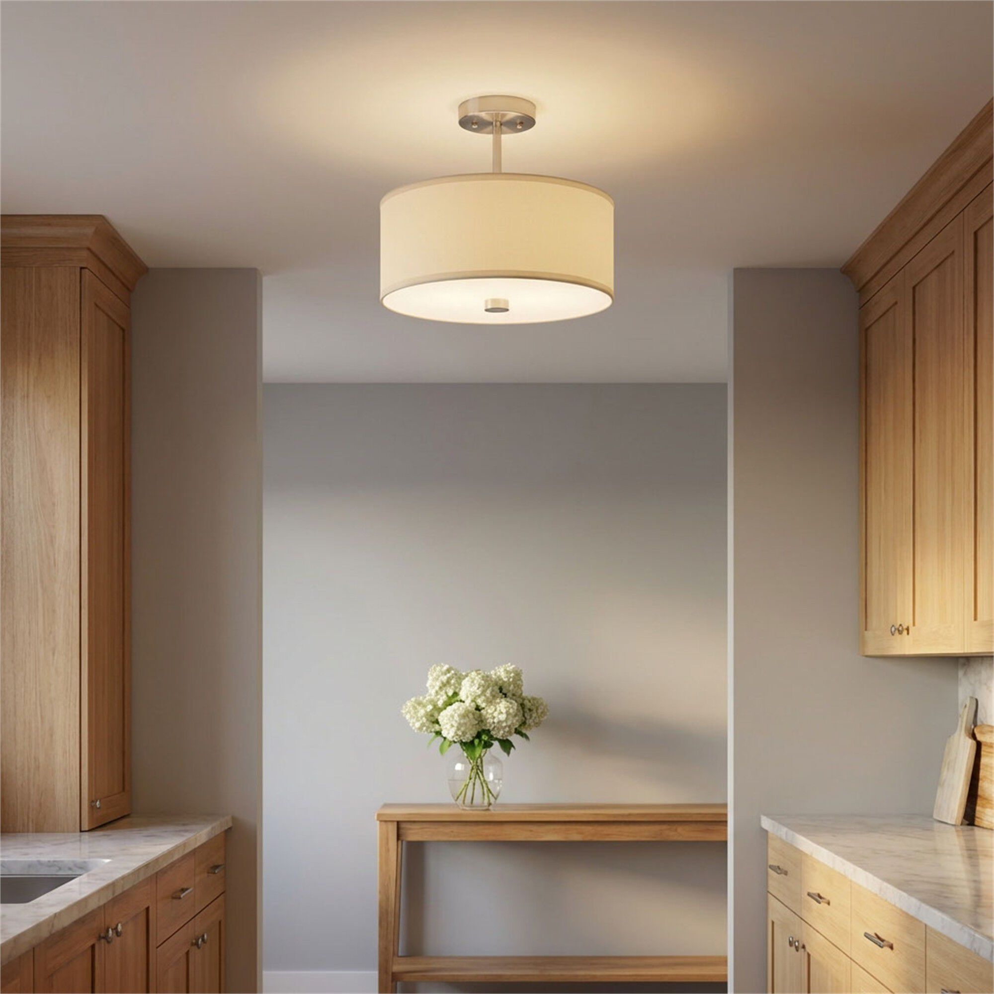 Dayna Shade Pendants 14 Inch 2 Light Semi Flush Mount,