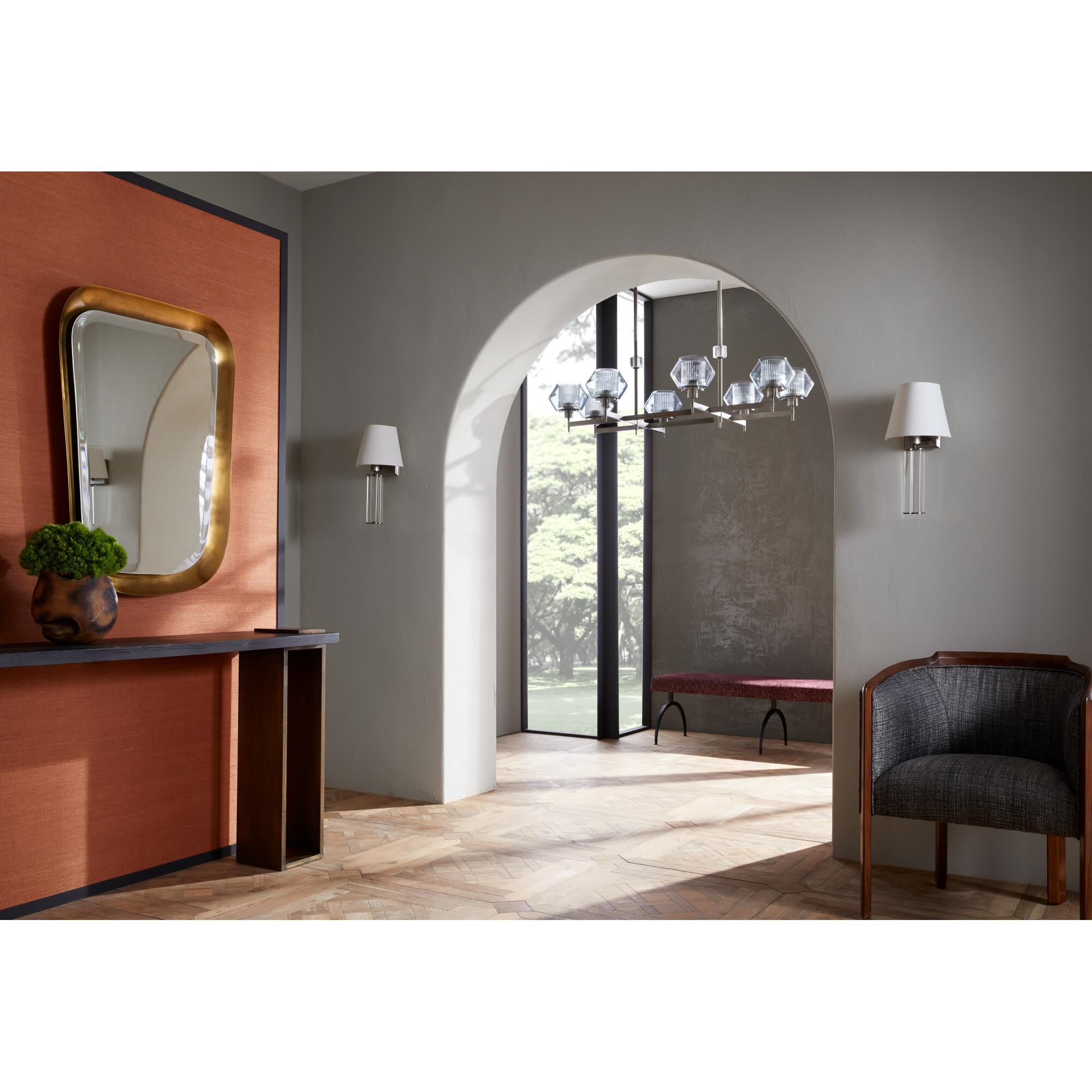 Shown in Pewter finish and Glass shade