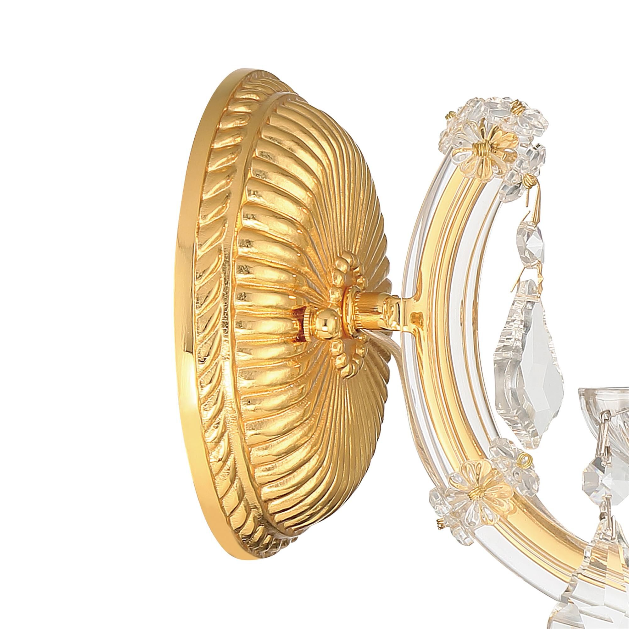 Shown in Gold finish and Clear Hand Cut crystal