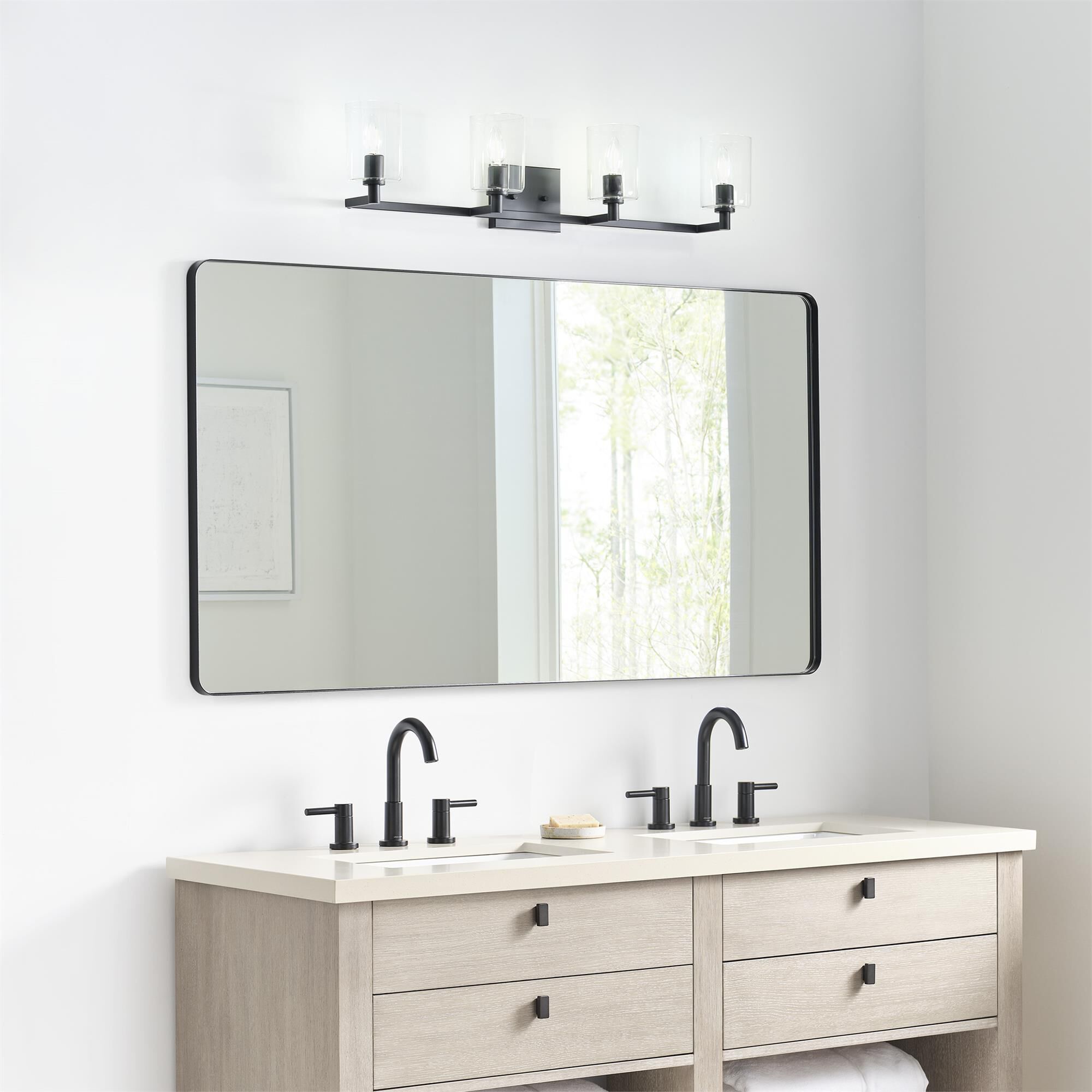 Shown in Midnight Black finish and Clear glass