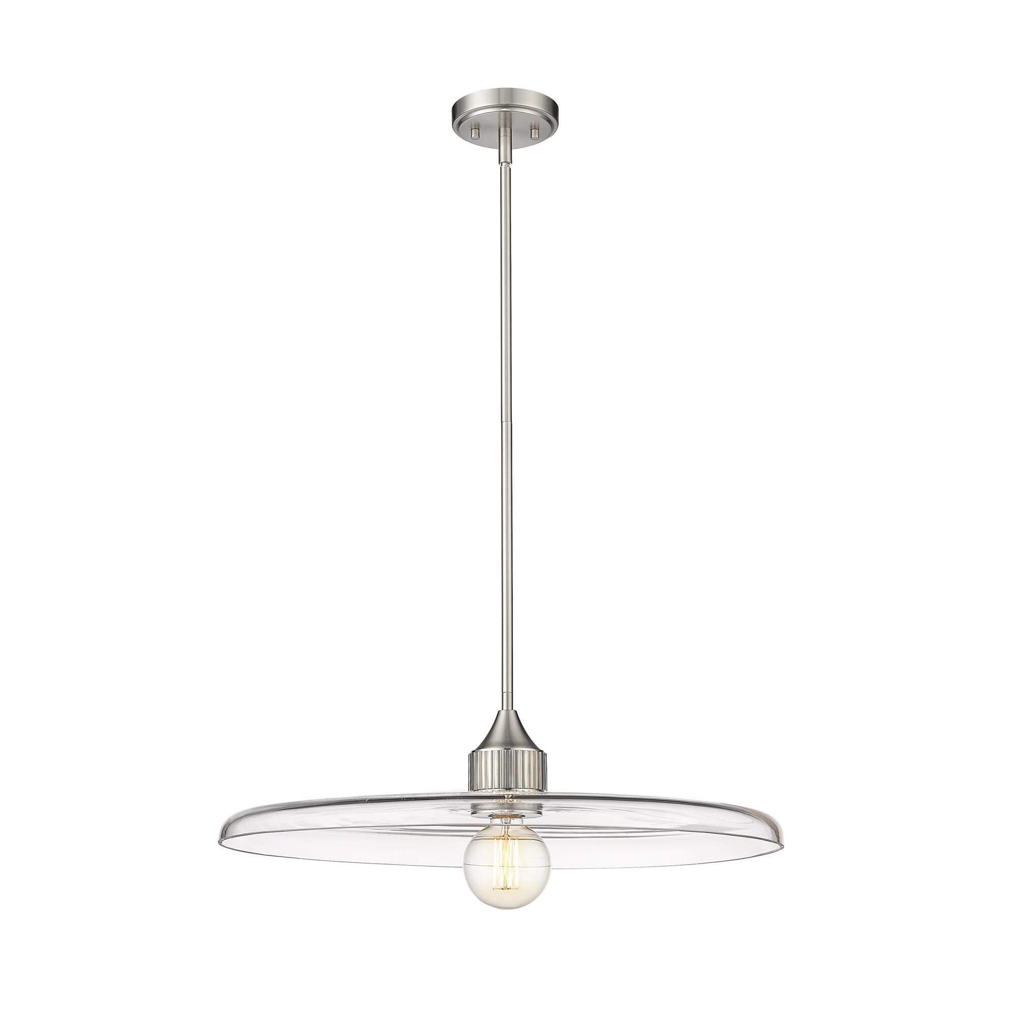 Shown in Brushed Nickel finish and Clear glass