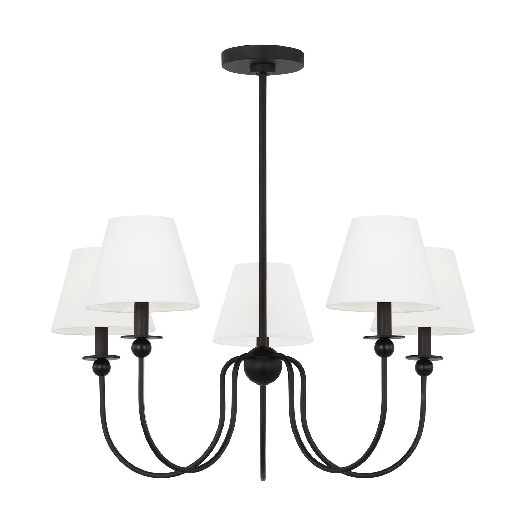 Shown in Midnight Black finish and White Linen shade