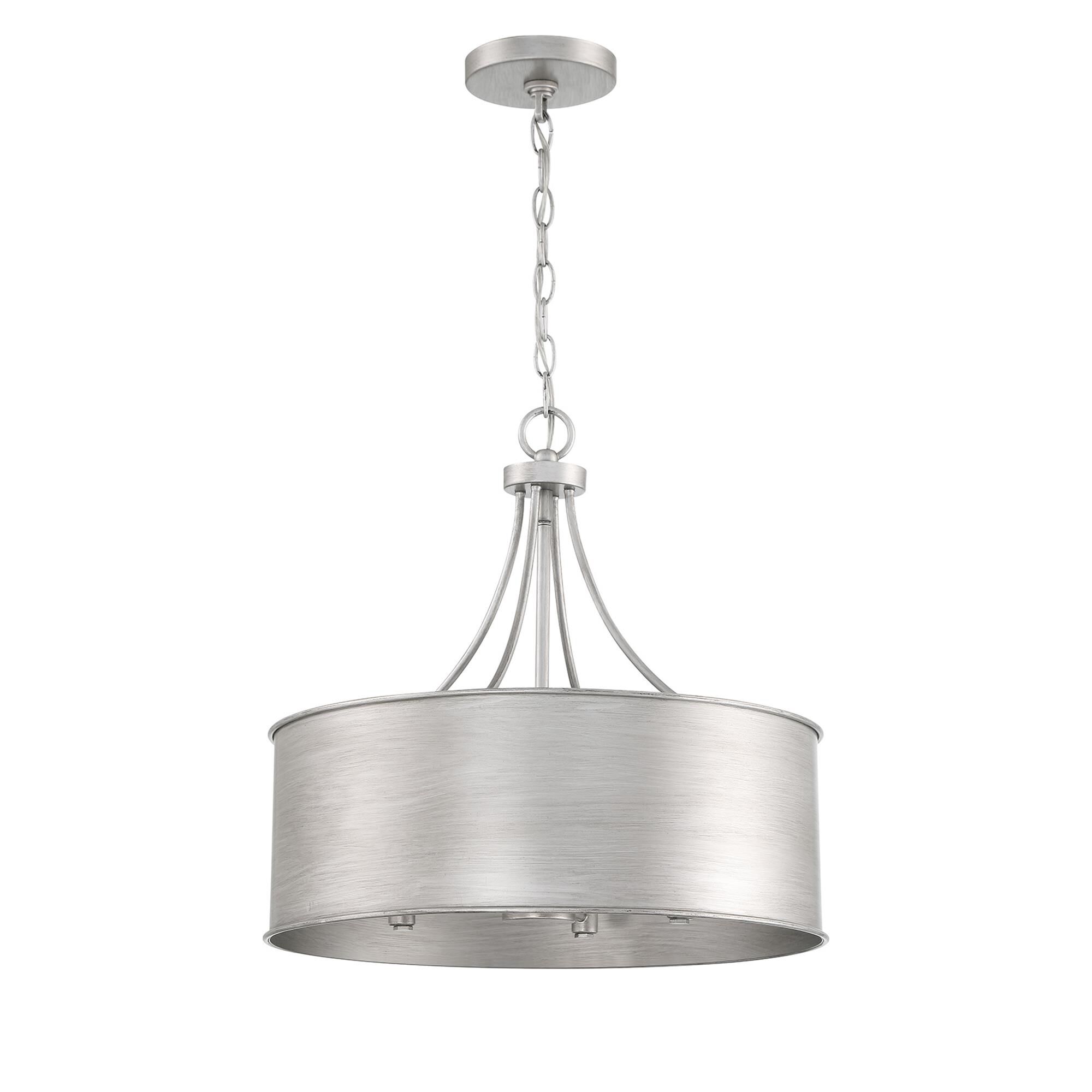 Shown in Antique Silver finish and Metal shade