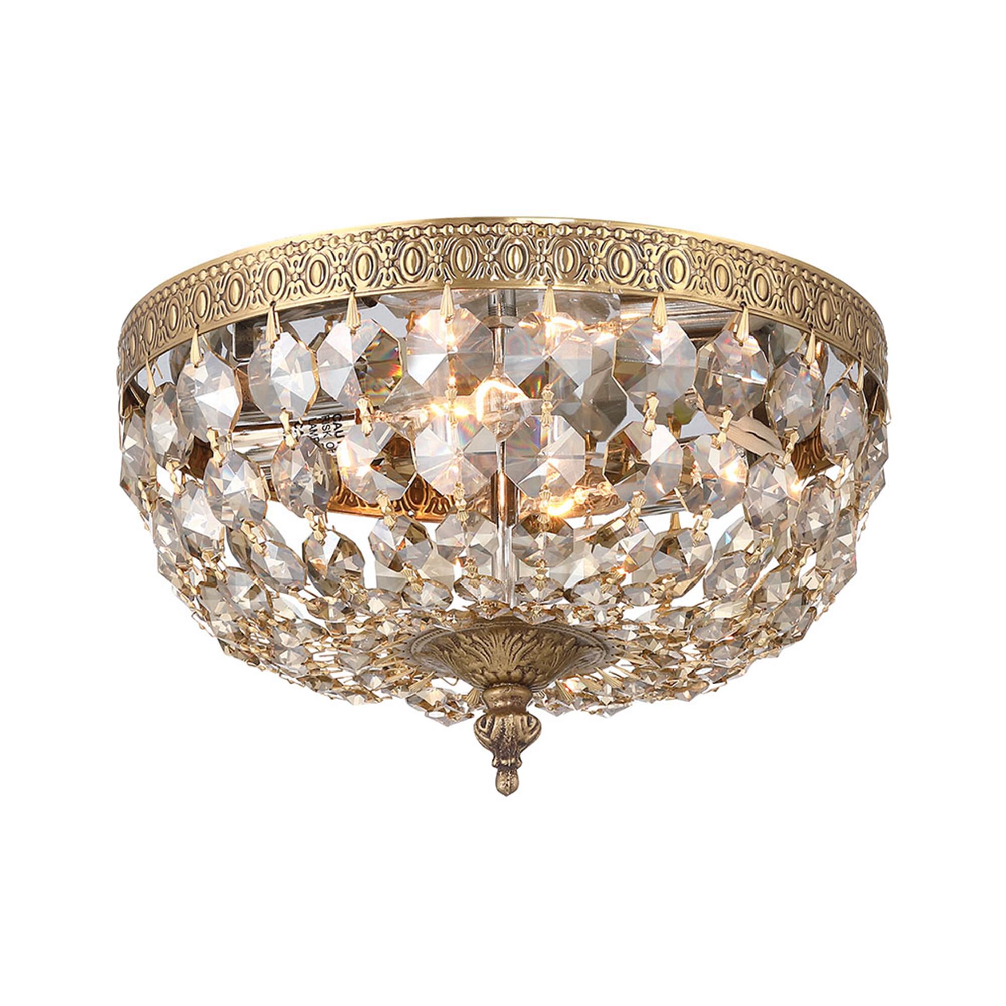 Shown in Olde Brass finish and Golden Teak Hand Cut crystal