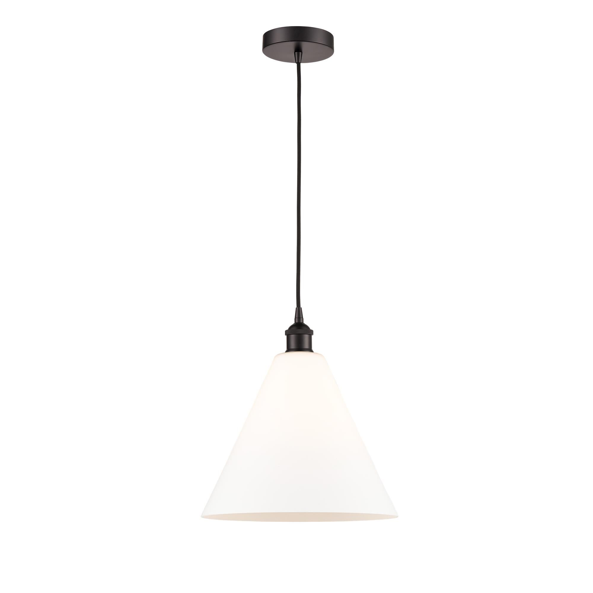 Shown in Oil Rubbed Bronze finish and Matte White glass