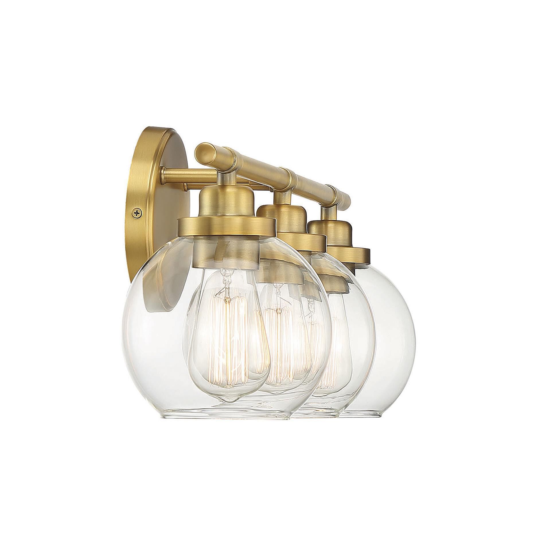 Shown in Warm Brass finish and Clear glass