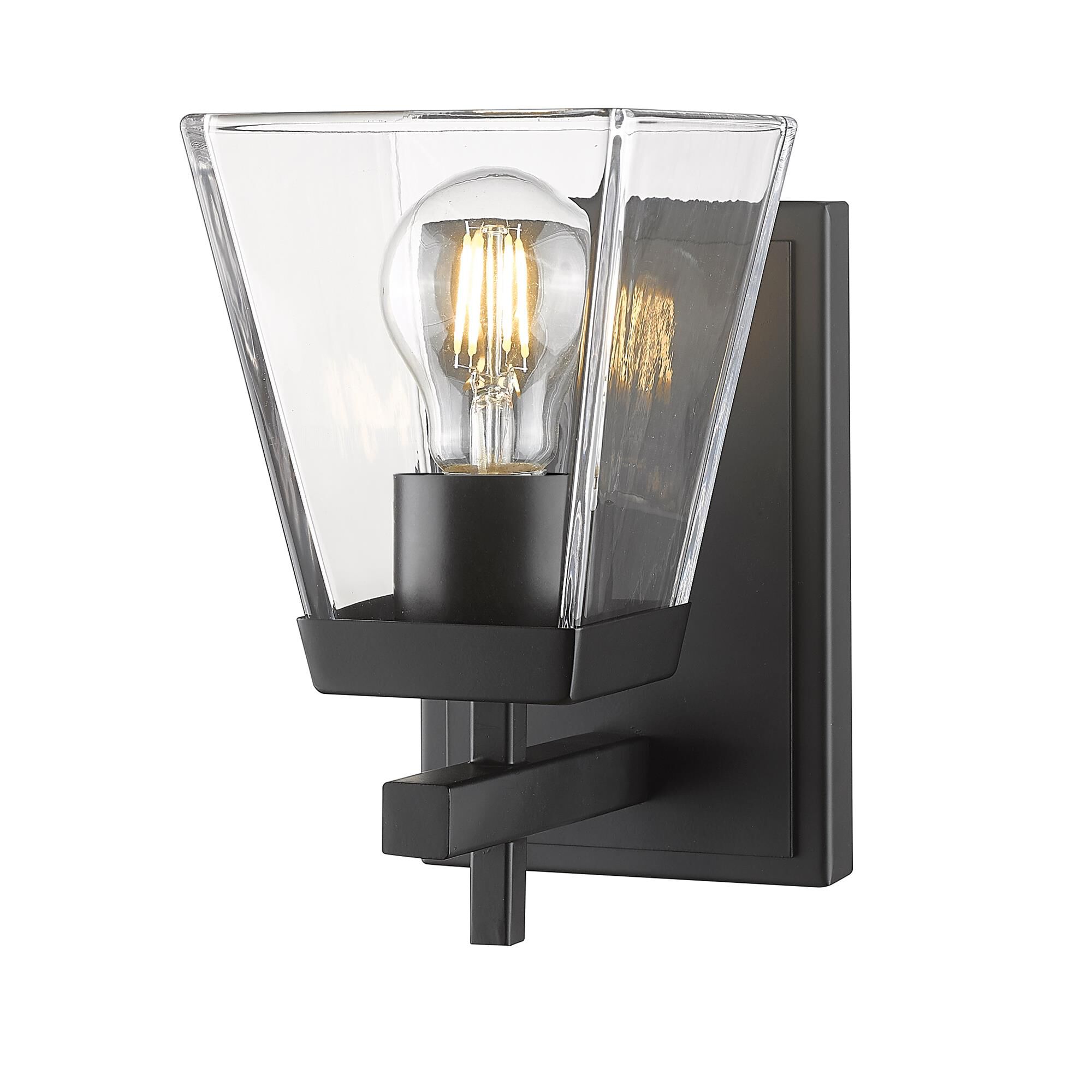 Shown in Matte Black finish and Clear glass