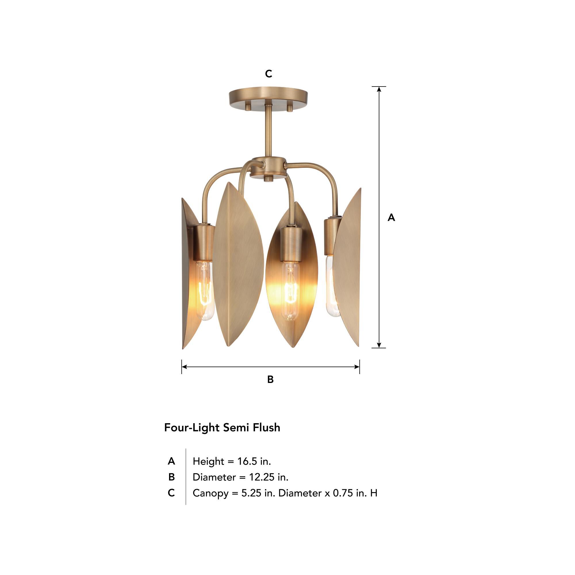 Eden 12 Inch 4 Light Semi Flush Mount by Designers Fountain