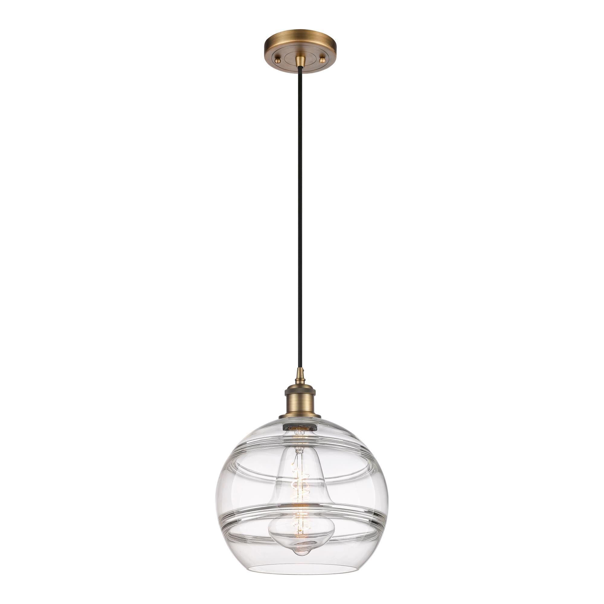 Shown in Brushed Brass finish and Clear glass