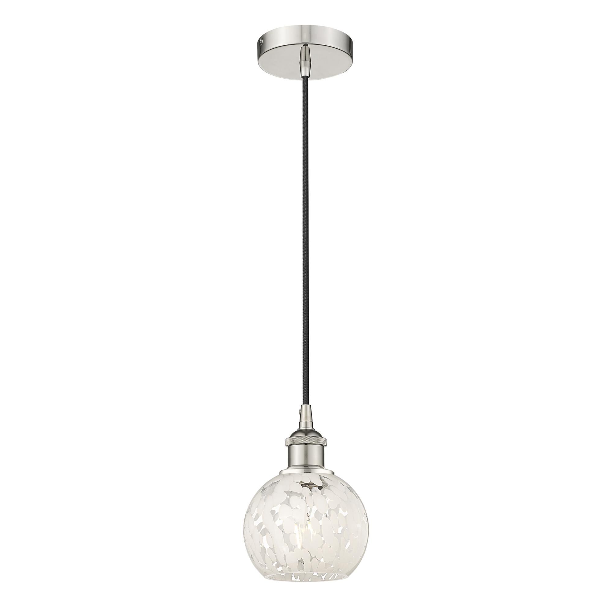 Shown in Polished Nickel finish and White Mouchette glass