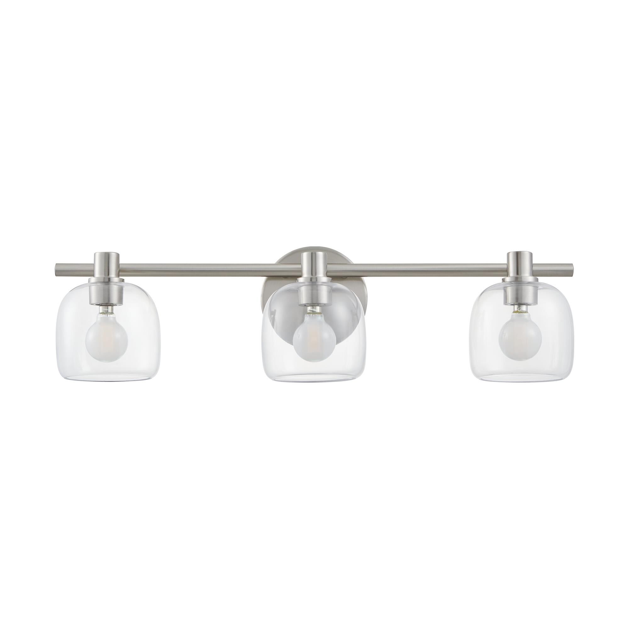 Shown in Brushed Nickel finish and Clear glass