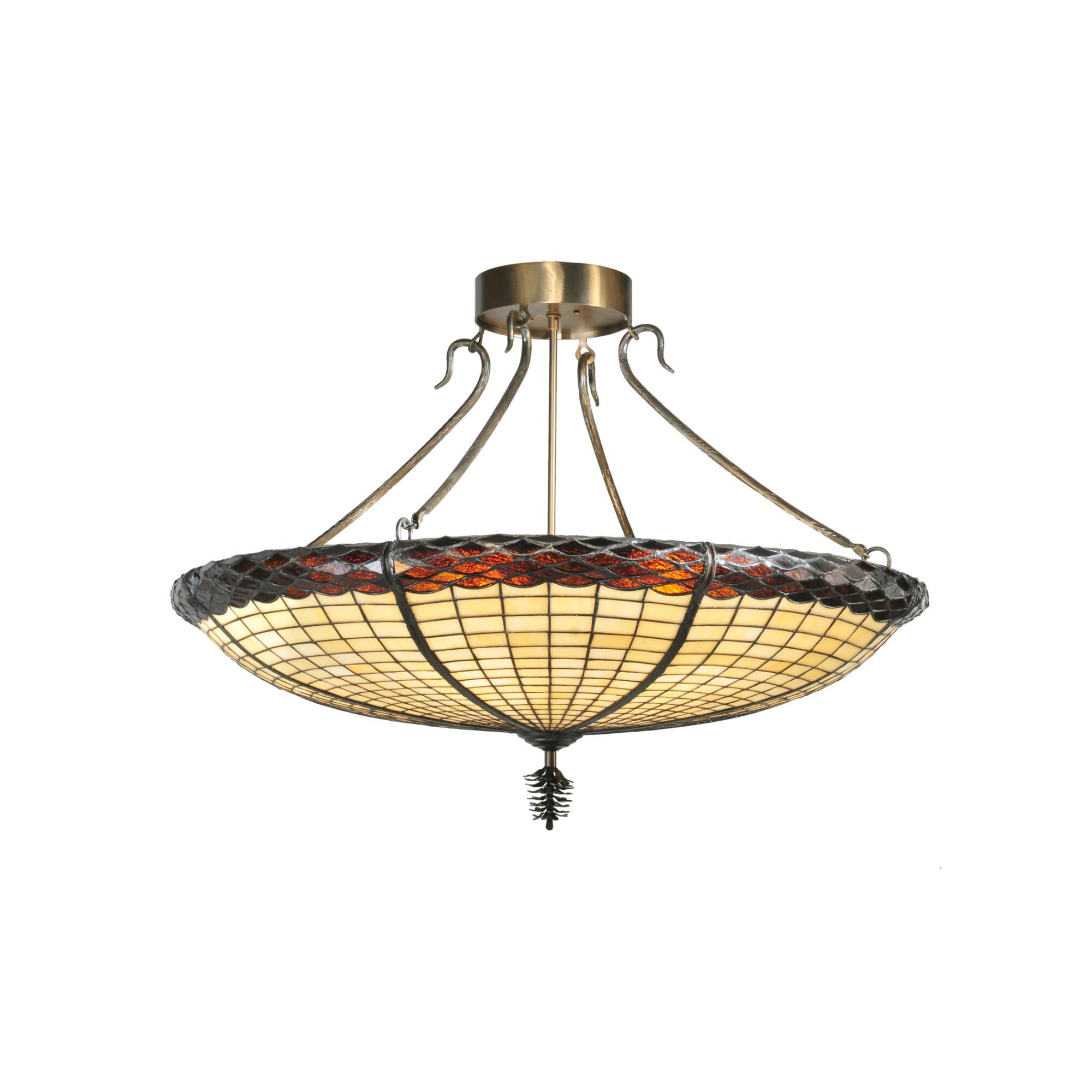 Shown in Antique Copper Finish finish and Beige glass