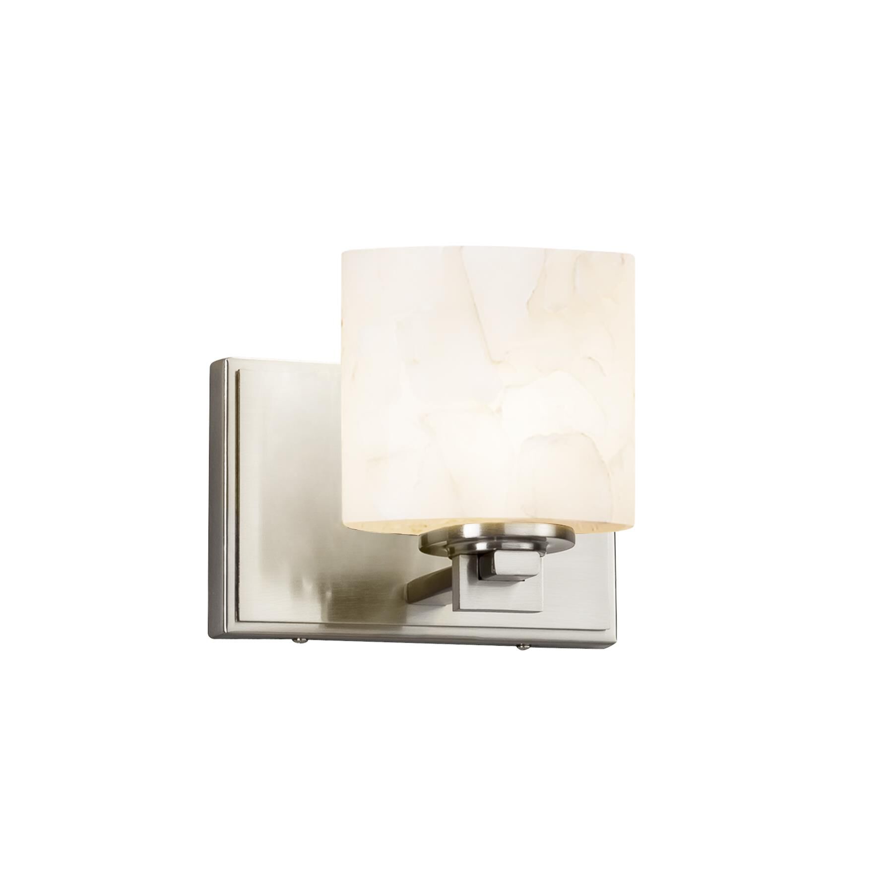 Shown in Brushed Nickel finish and Shaved Alabaster Rocks Cast Into Resin glass and Oval accent